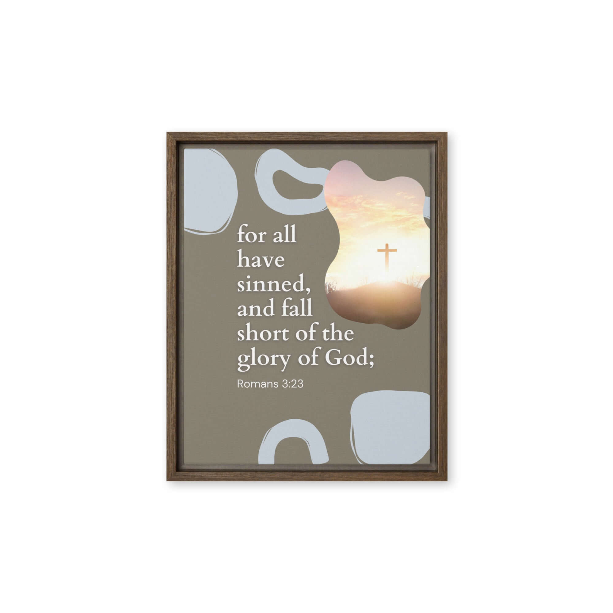 Romans 3:23 Bible Verse, the glory Framed Canvas Print Wall Art Brown 11″×14″