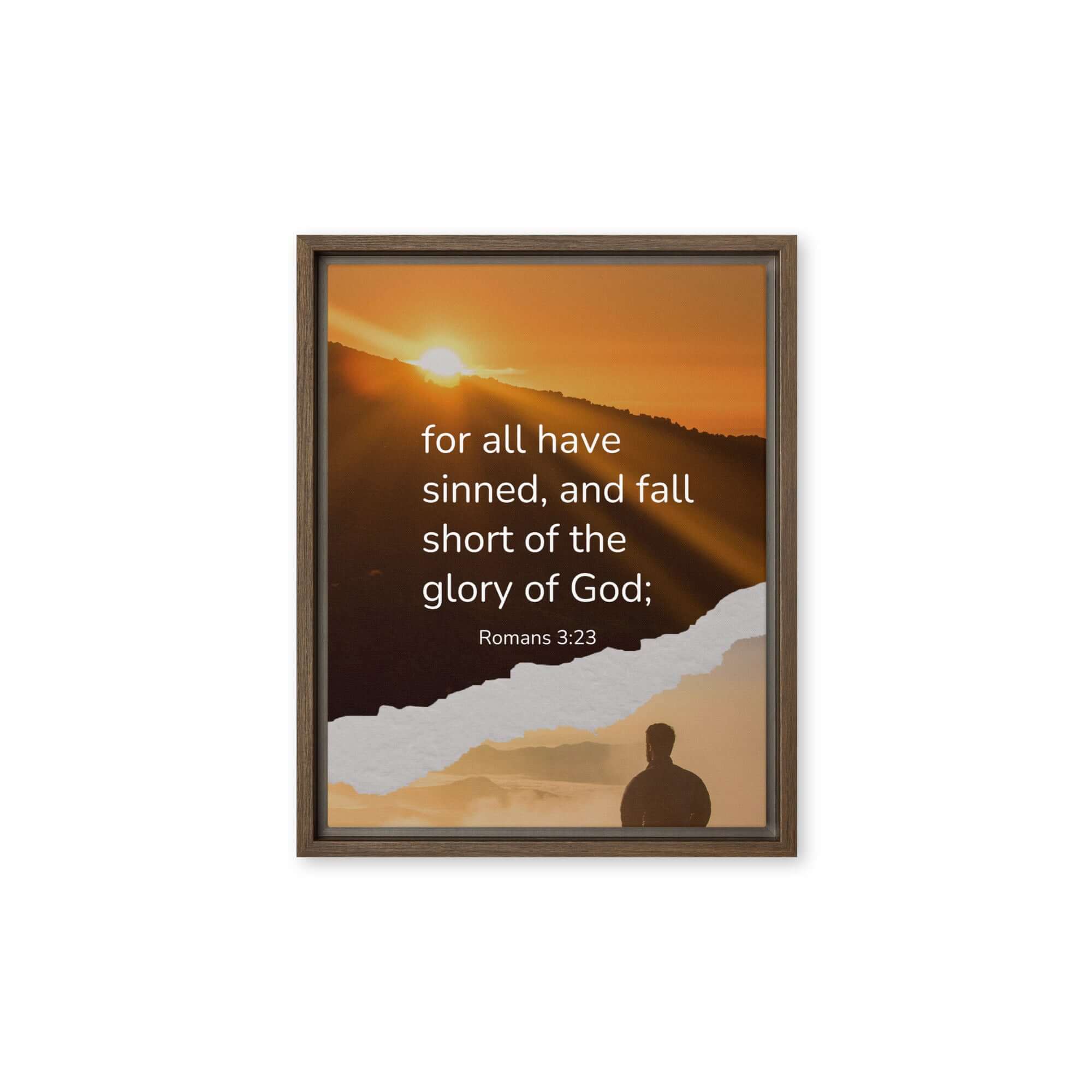Romans 3:23 Bible Verse, of God Framed Canvas Print Wall Art Brown 11″×14″