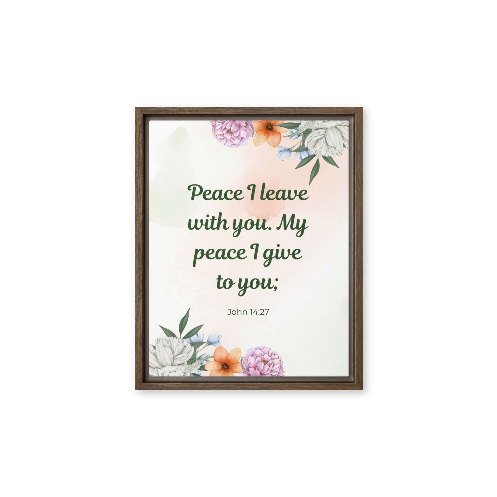 John 14:27 Bible Verse, with you Framed Canvas Print Wall Art Brown 11″×14″