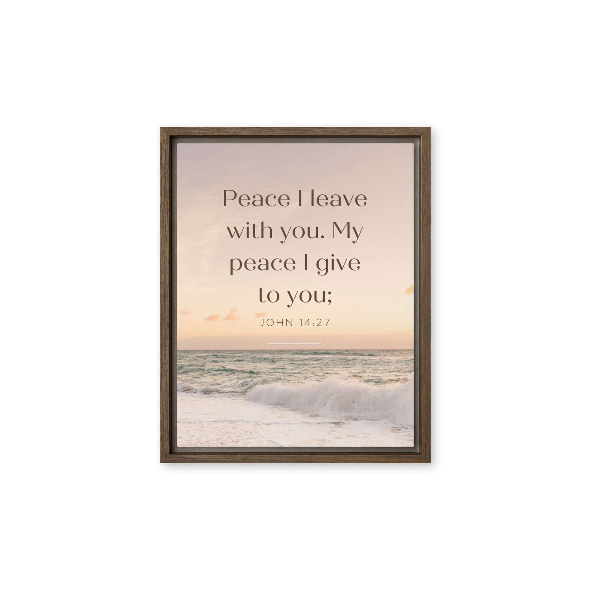 John 14:27 Bible Verse, not as the Framed Canvas Print Wall Art Brown 11″×14″