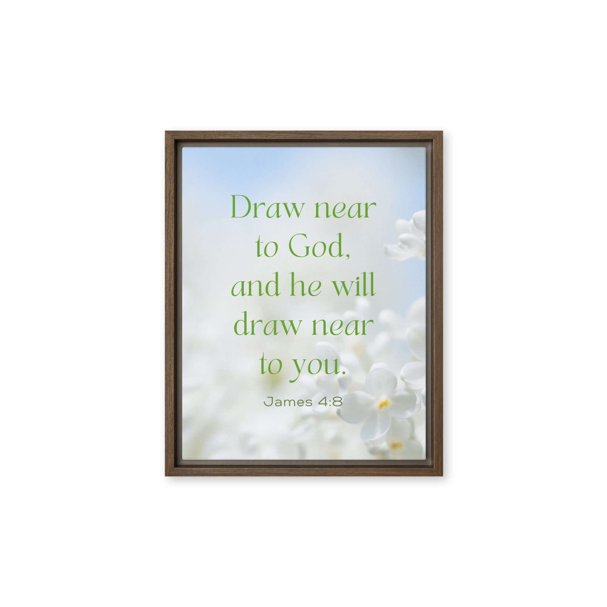 James 4:8 Bible Verse, Draw near Framed Canvas Print Wall Art Brown 11″×14″