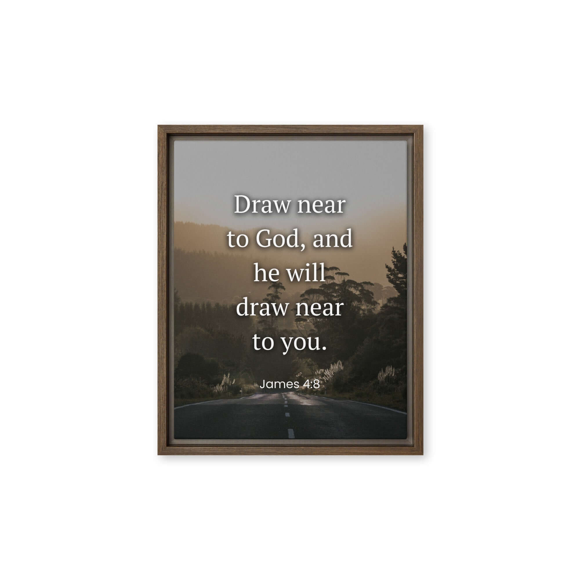 James 4:8 Bible Verse, Cleanse your Framed Canvas Print Wall Art Brown 11″×14″