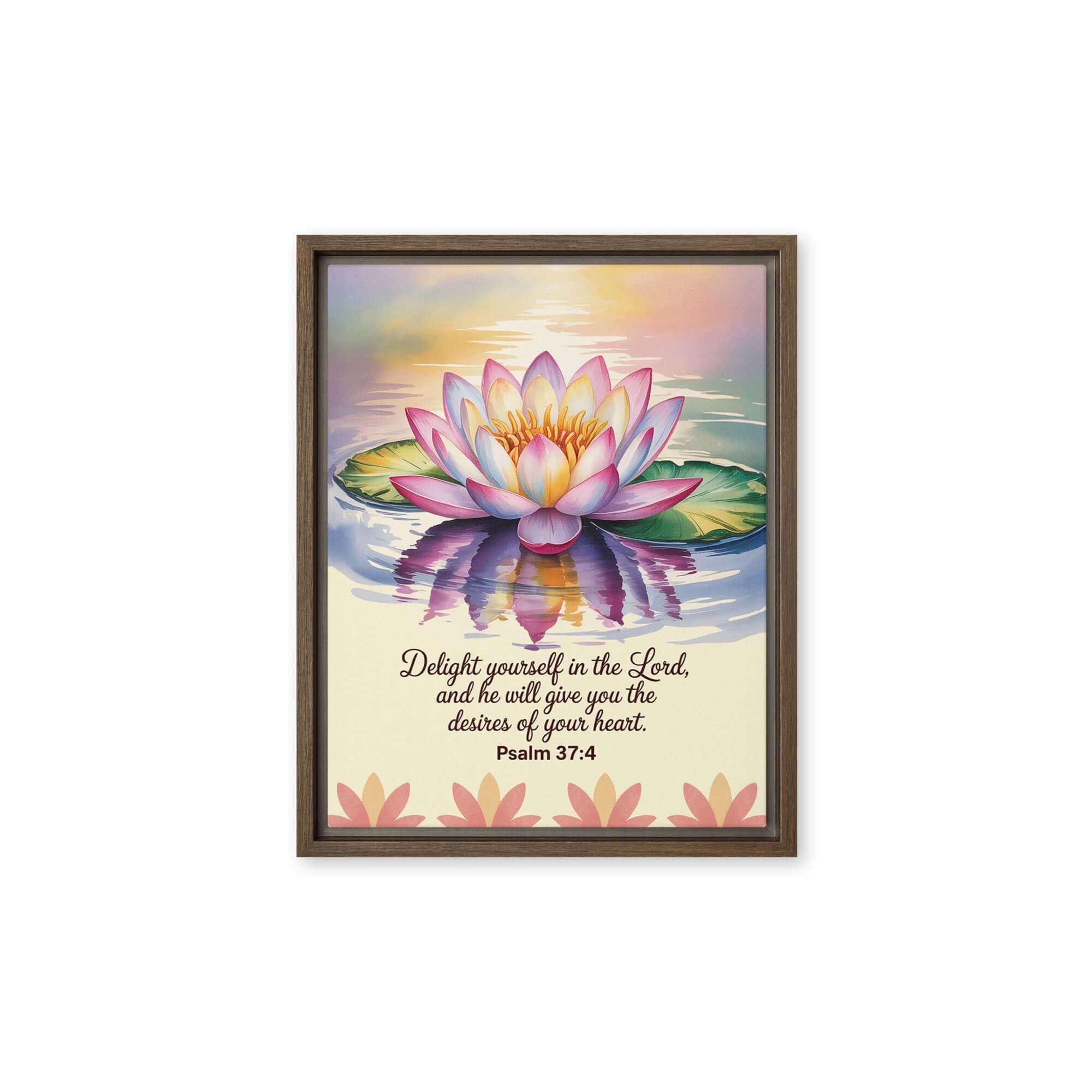 Psalm 37:4 Bible Verse, the Lord Framed Canvas Brown 11″×14″