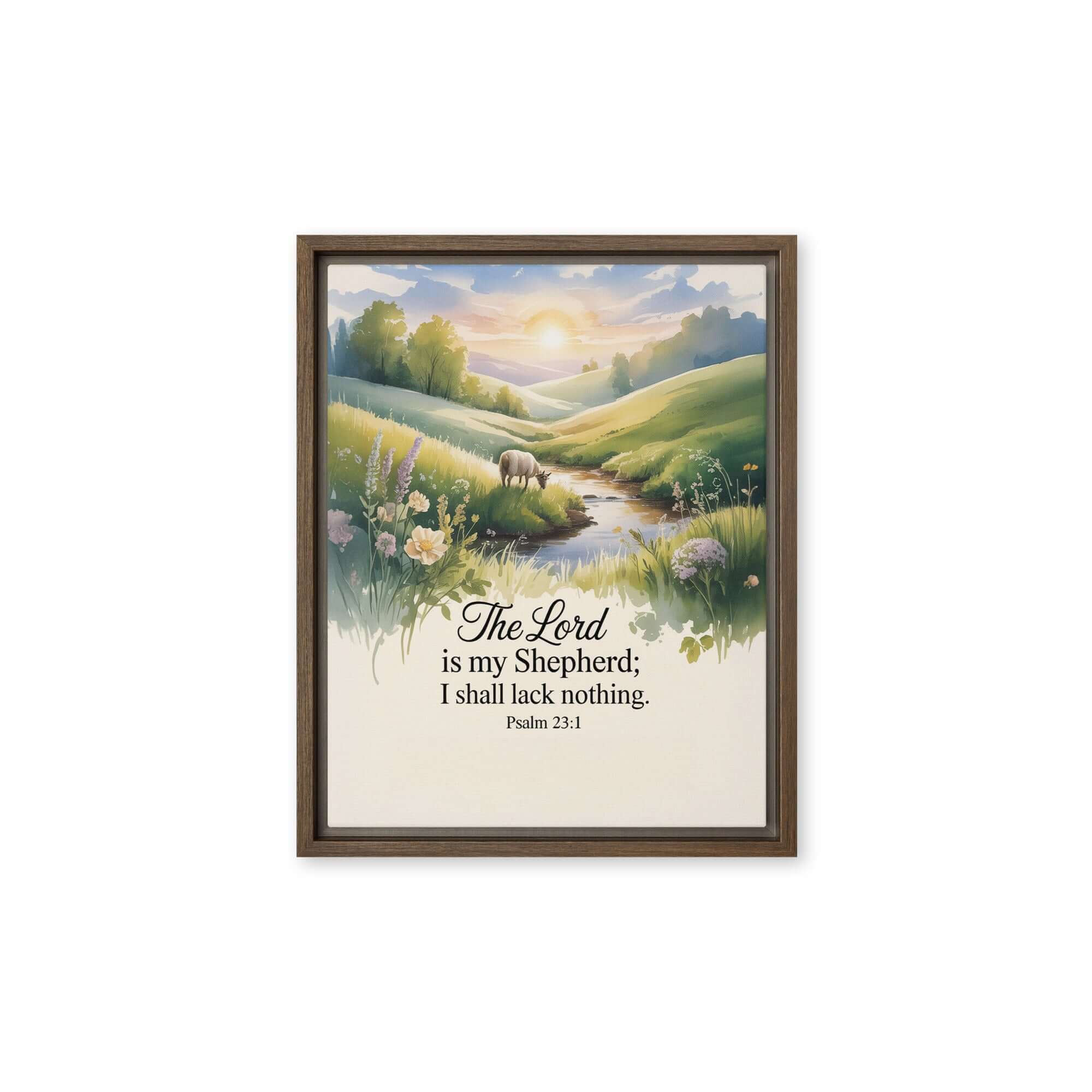 Psalm 23:1 Bible Verse, Lord Framed Canvas Brown 11″×14″