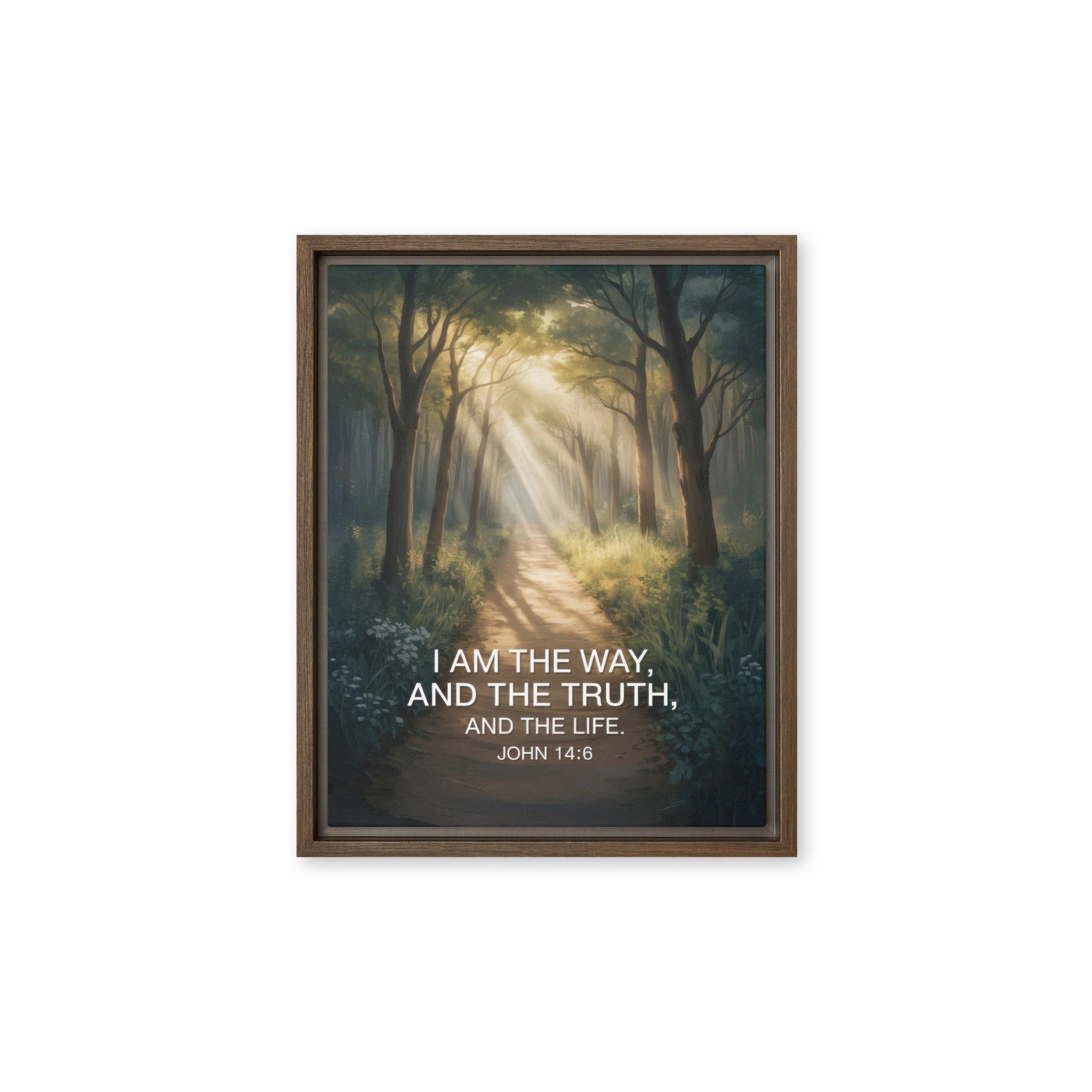 John 14:6 Bible Verse I Am Framed Canvas Brown 11″×14″