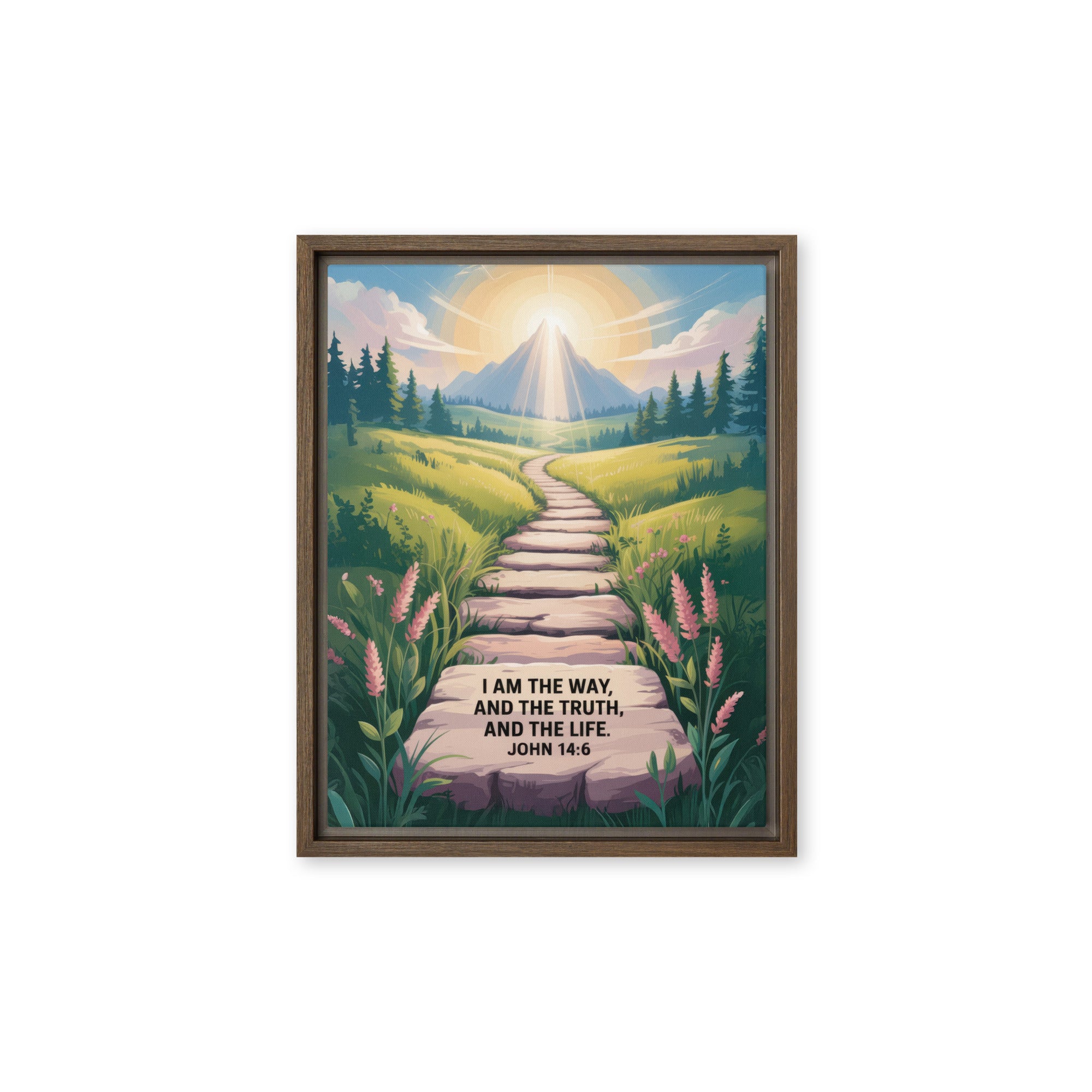John 14:6 Bible Verse The Truth Framed Canvas Brown 11″×14″