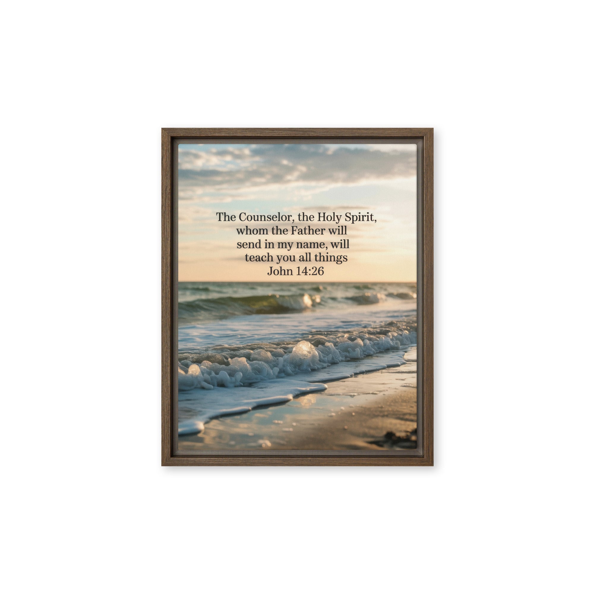 John 14:26 Bible Verse You All Framed Canvas Brown 11″×14″