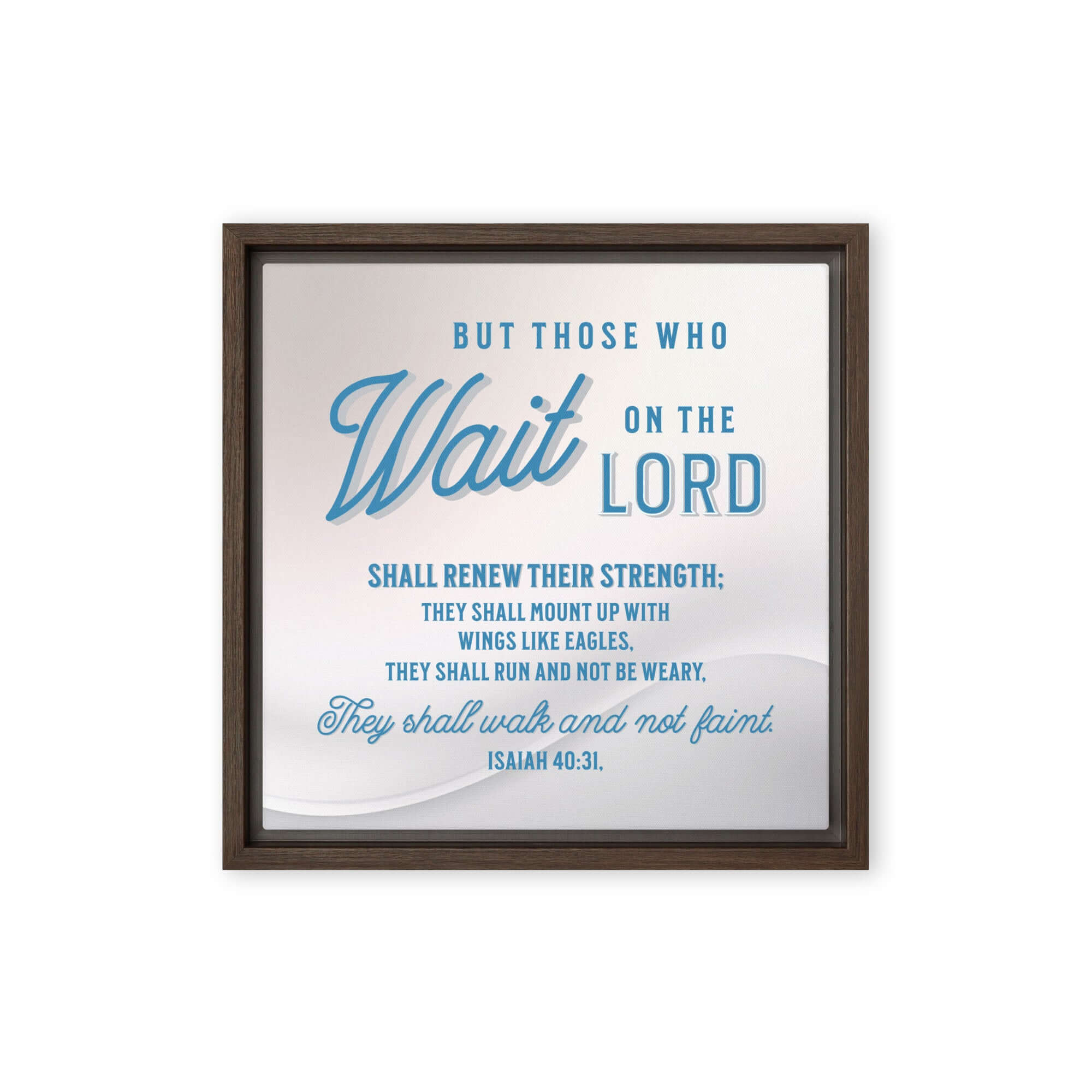 Isaiah 40:31 Bible Verse, Wings like Eagles Framed Canvas Print Wall Art Brown 12″×12″