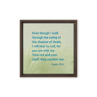 Psalm 23:4 Bible Verse, fear no evil Framed Canvas Print Wall Art Brown 12″×12″
