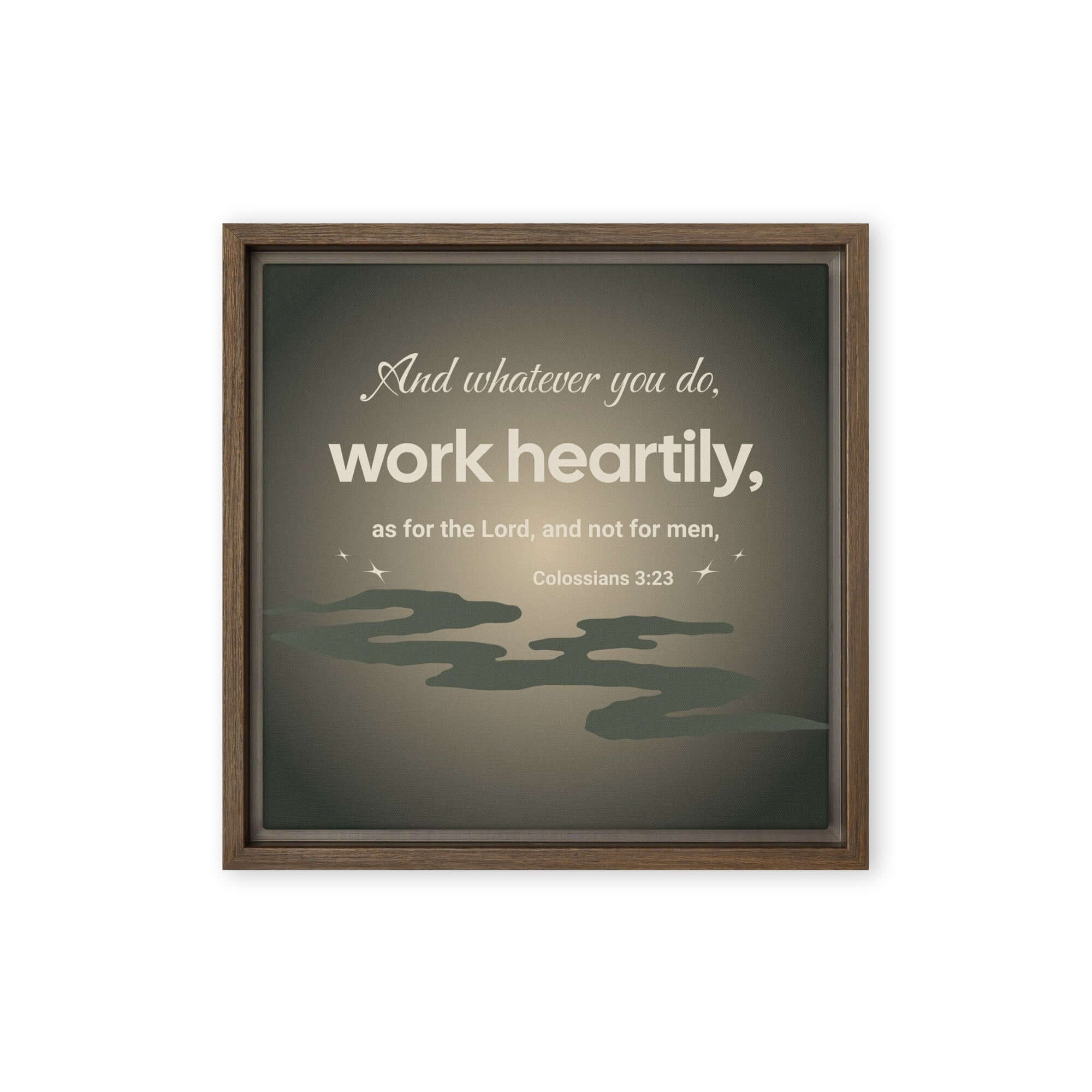 Colossians 3:23 Bible Verse, as for the Lord Framed Canvas Print Wall Art Brown 12″×12″