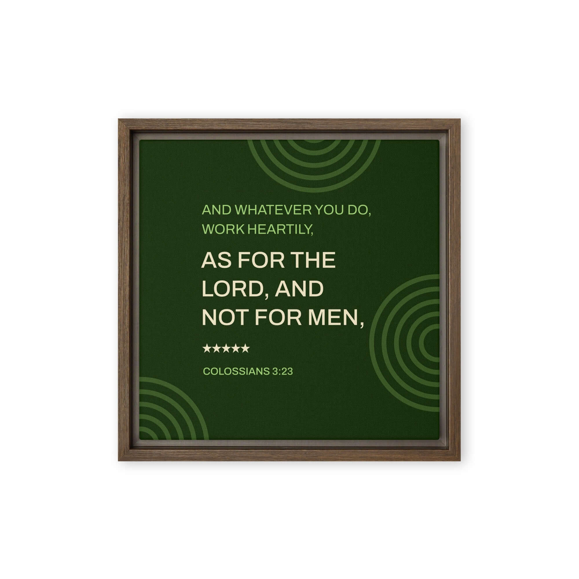 Colossians 3:23 Bible Verse, not for men Framed Canvas Print Wall Art Brown 12″×12″