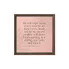 Revelation 21:4 Bible Verse, their eyes Framed Canvas Print Wall Art Brown 12″×12″