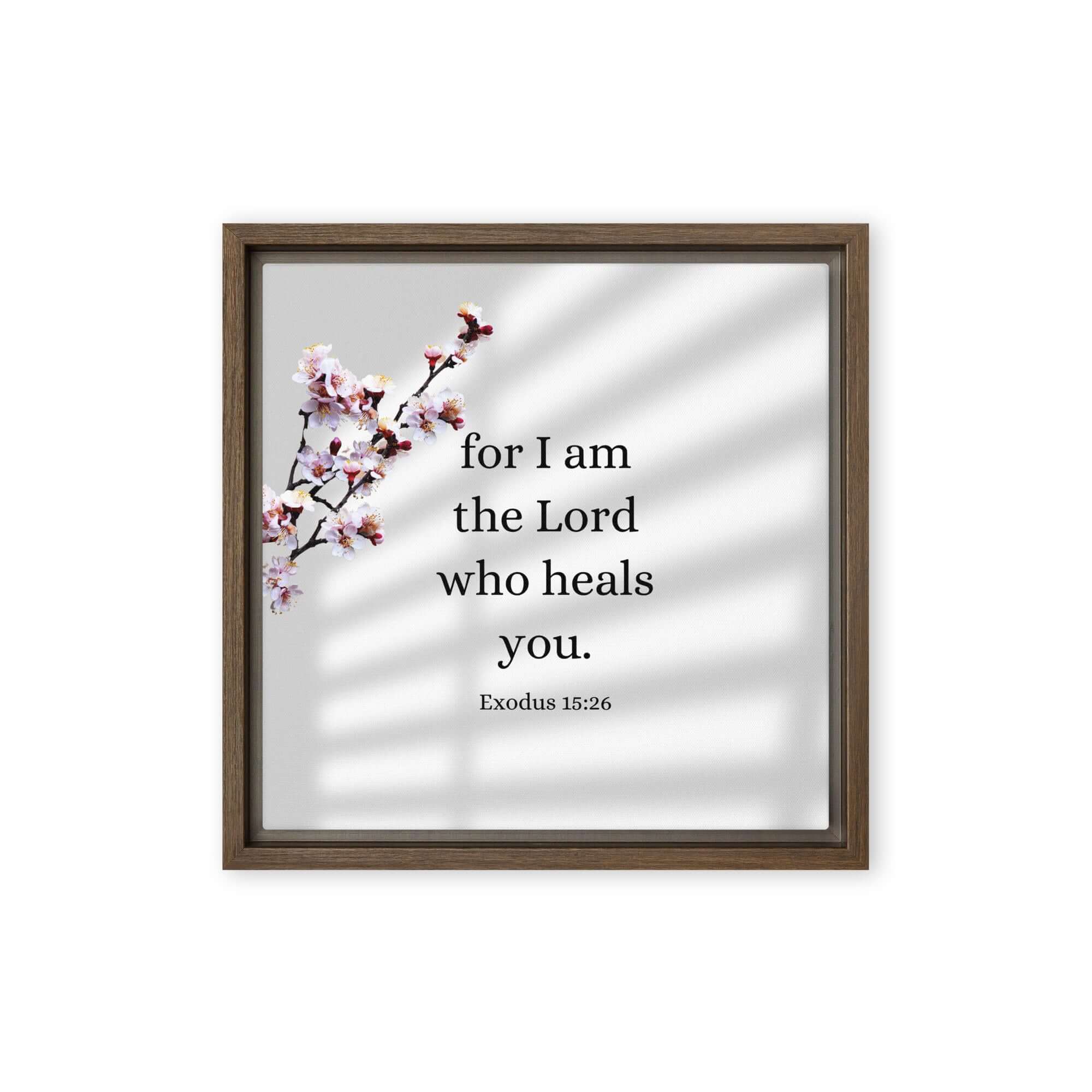 Exodus 15:26 Bible Verse, diligently listen Framed Canvas Print Wall Art Brown 12″×12″