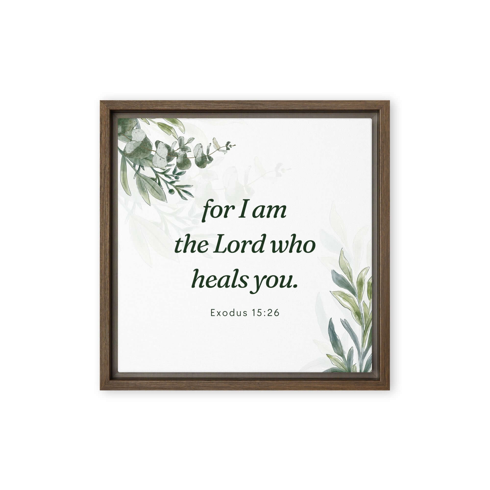 Exodus 15:26 Bible Verse, Gods voice Framed Canvas Print Wall Art Brown 12″×12″