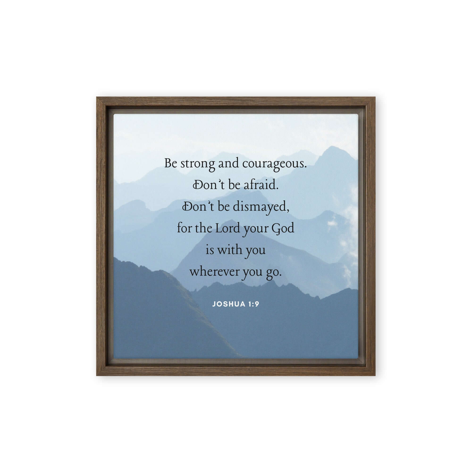 Joshua 1:9 Bible Verse, Courageous Framed Canvas Print Wall Art Brown 12″×12″