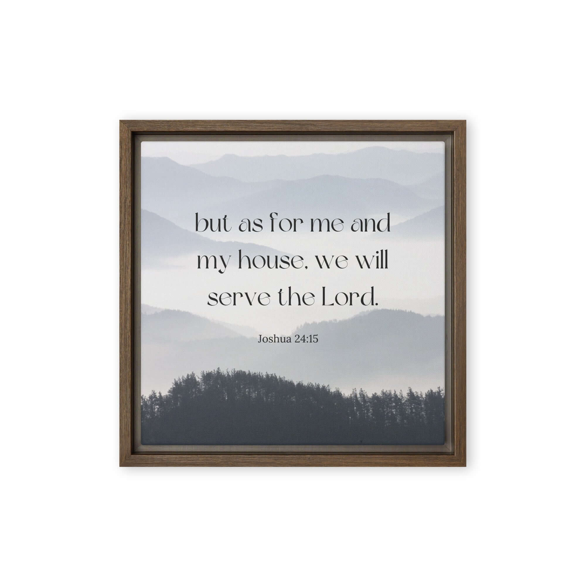 Joshua 24:15 Bible Verse, whom you Framed Canvas Print Wall Art Brown 12″×12″
