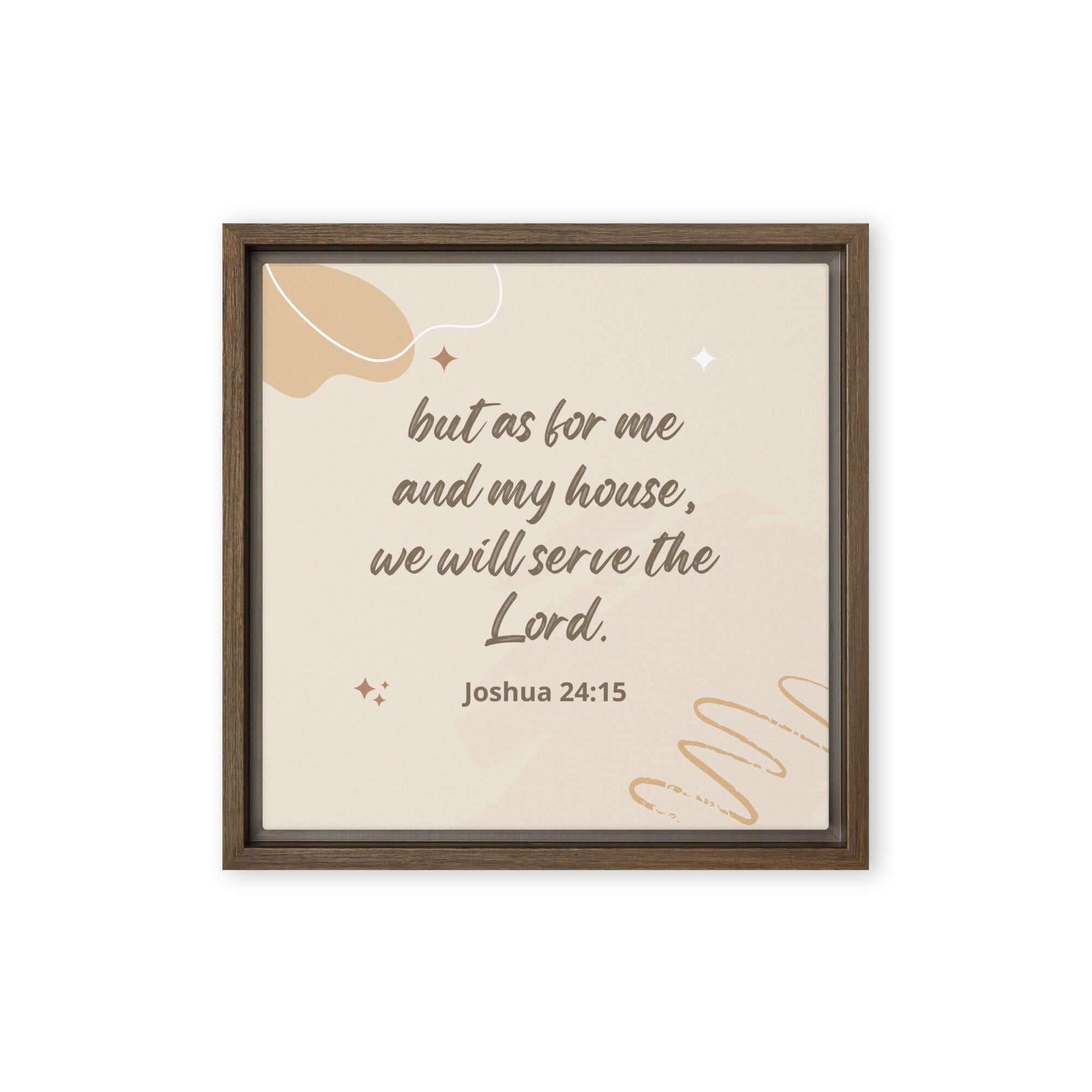 Joshua 24:15 Bible Verse, will serve Framed Canvas Print Wall Art Brown 12″×12″