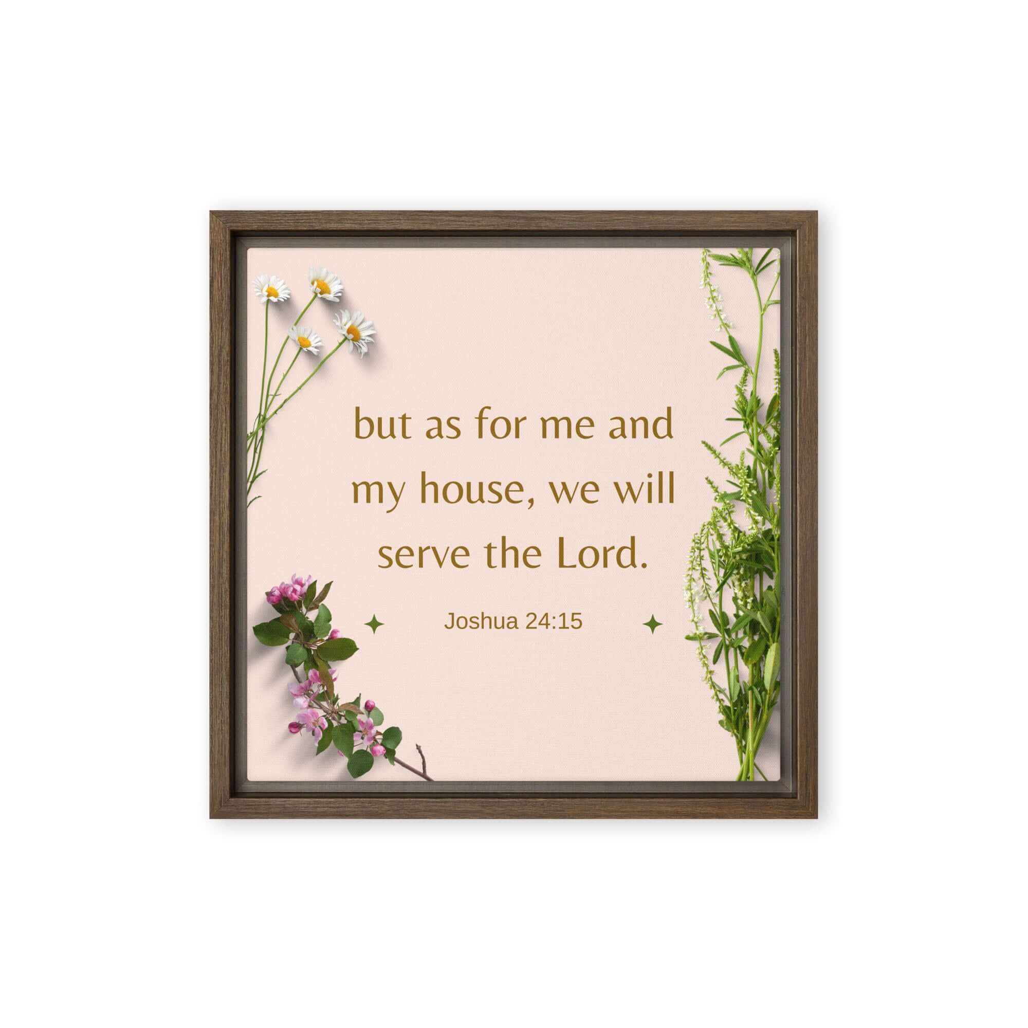 Joshua 24:15 Bible Verse, your fathers Framed Canvas Print Wall Art Brown 12″×12″