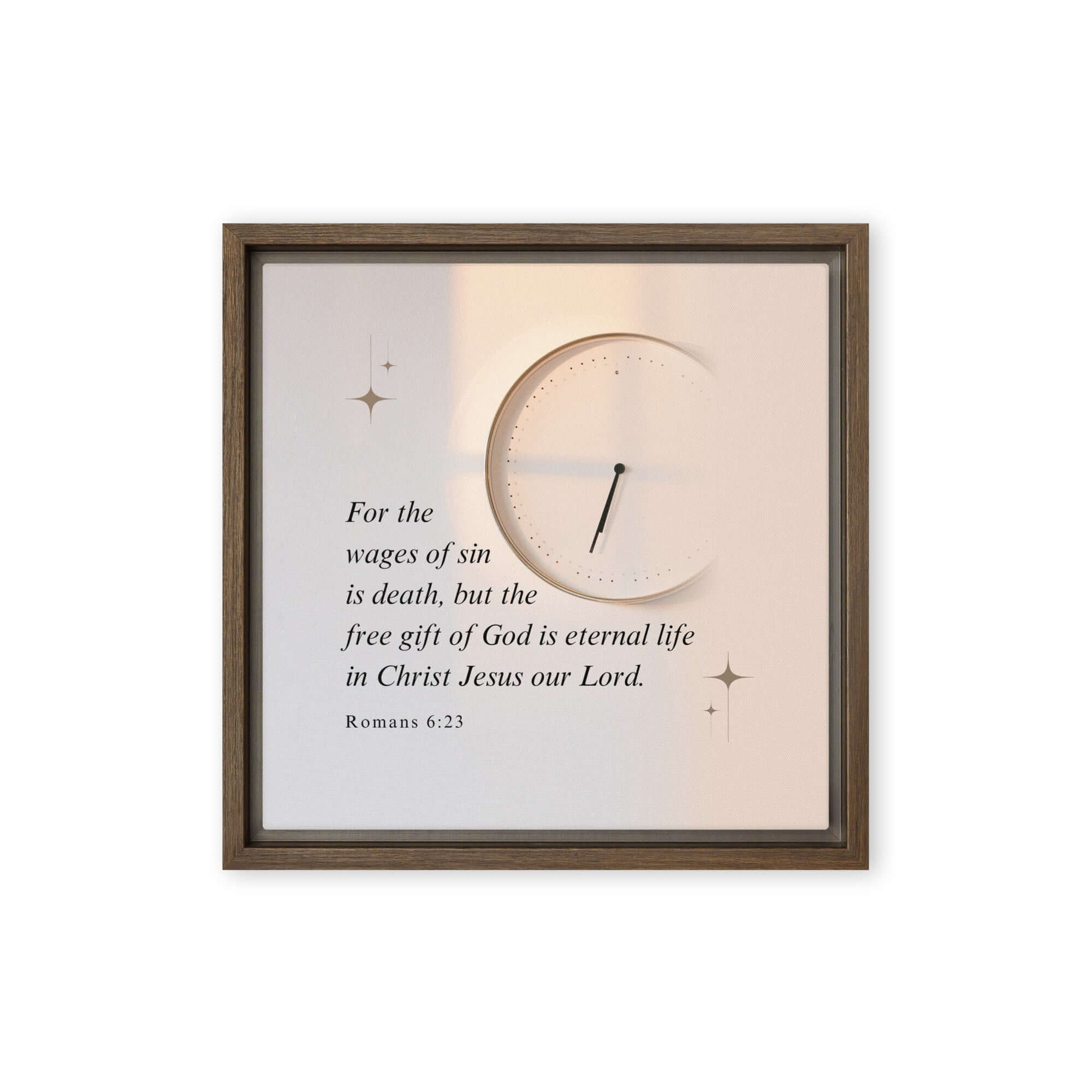 Romans 6:23 Bible Verse, our Lord Framed Canvas Print Wall Art Brown 12″×12″