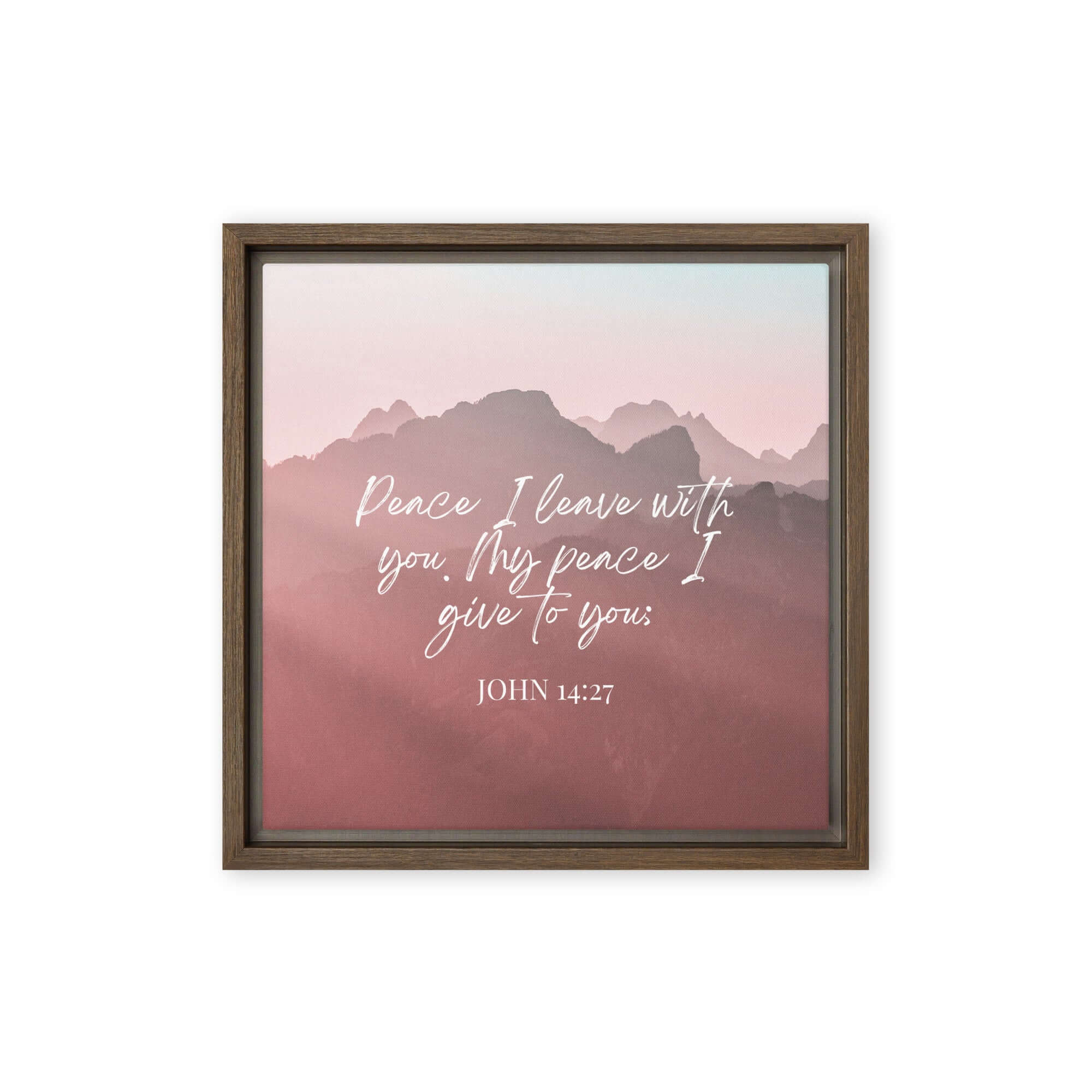 John 14:27 Bible Verse, I give you Framed Canvas Print Wall Art Brown 12″×12″