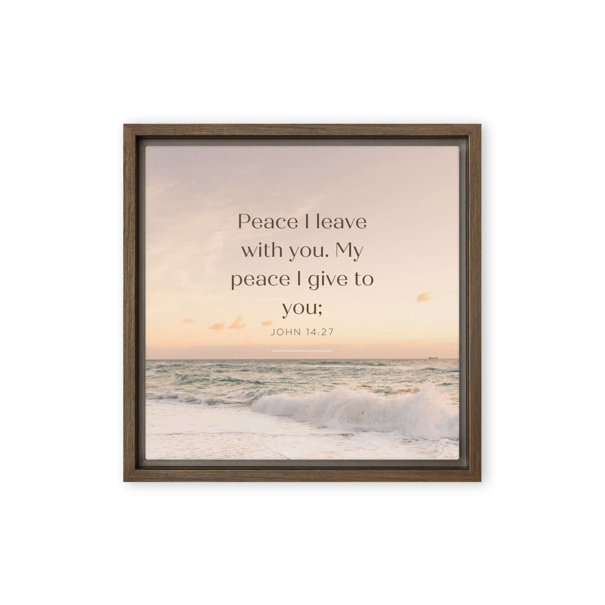 John 14:27 Bible Verse, not as the Framed Canvas Print Wall Art Brown 12″×12″