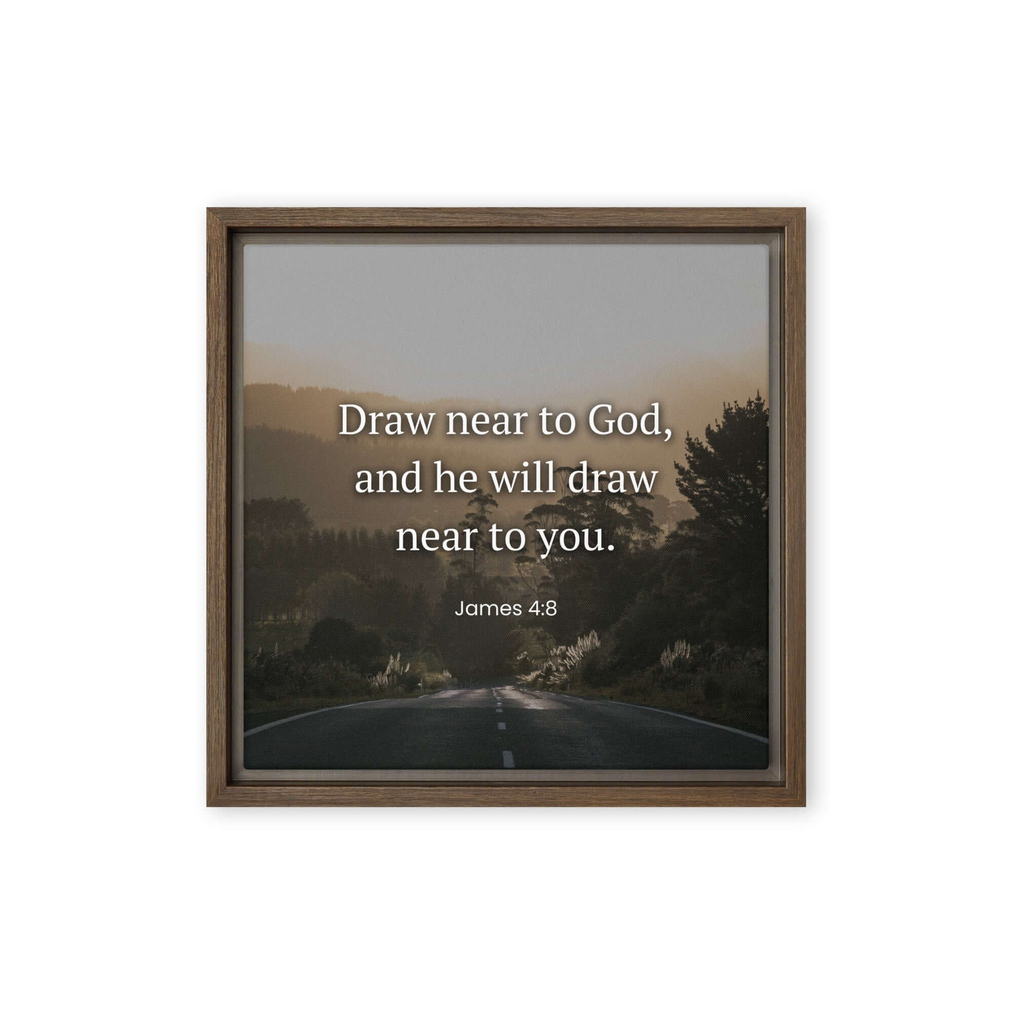 James 4:8 Bible Verse, Cleanse your Framed Canvas Print Wall Art Brown 12″×12″