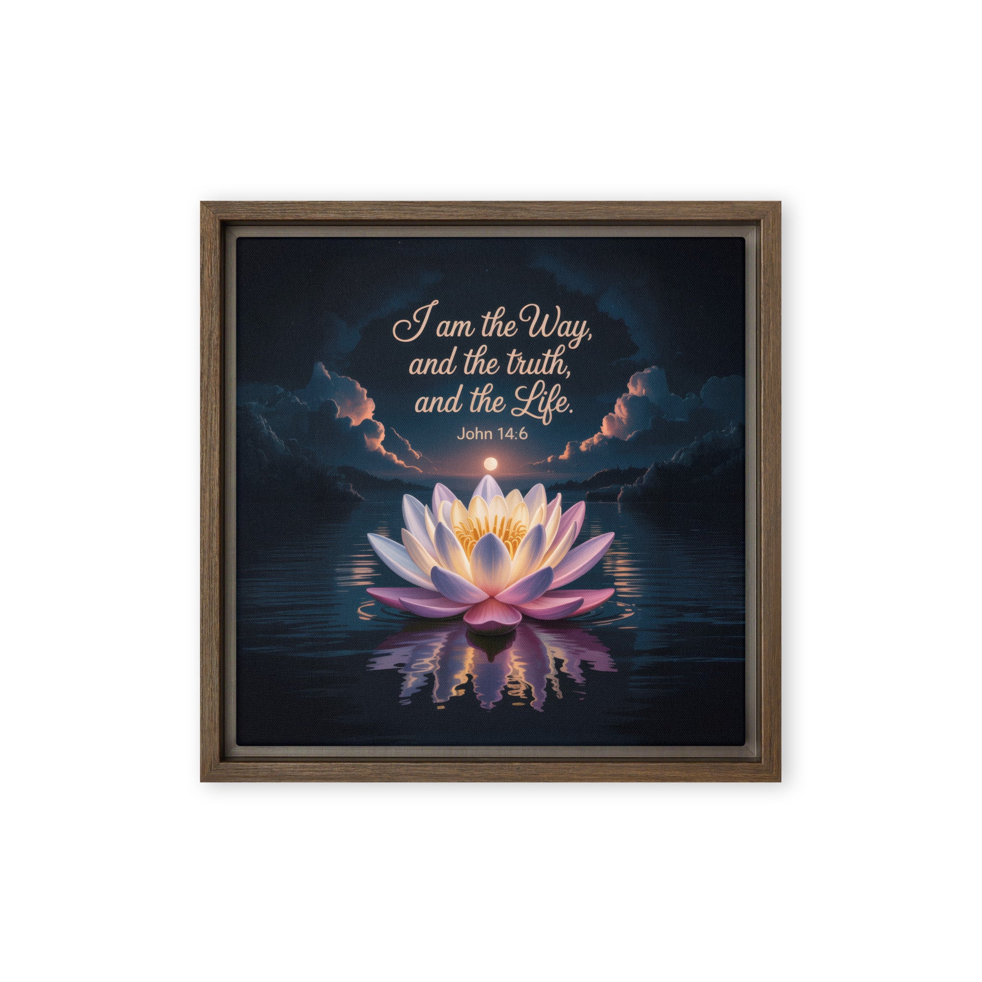 John 14:6 Bible Verse The Way Framed Canvas Brown 12″×12″