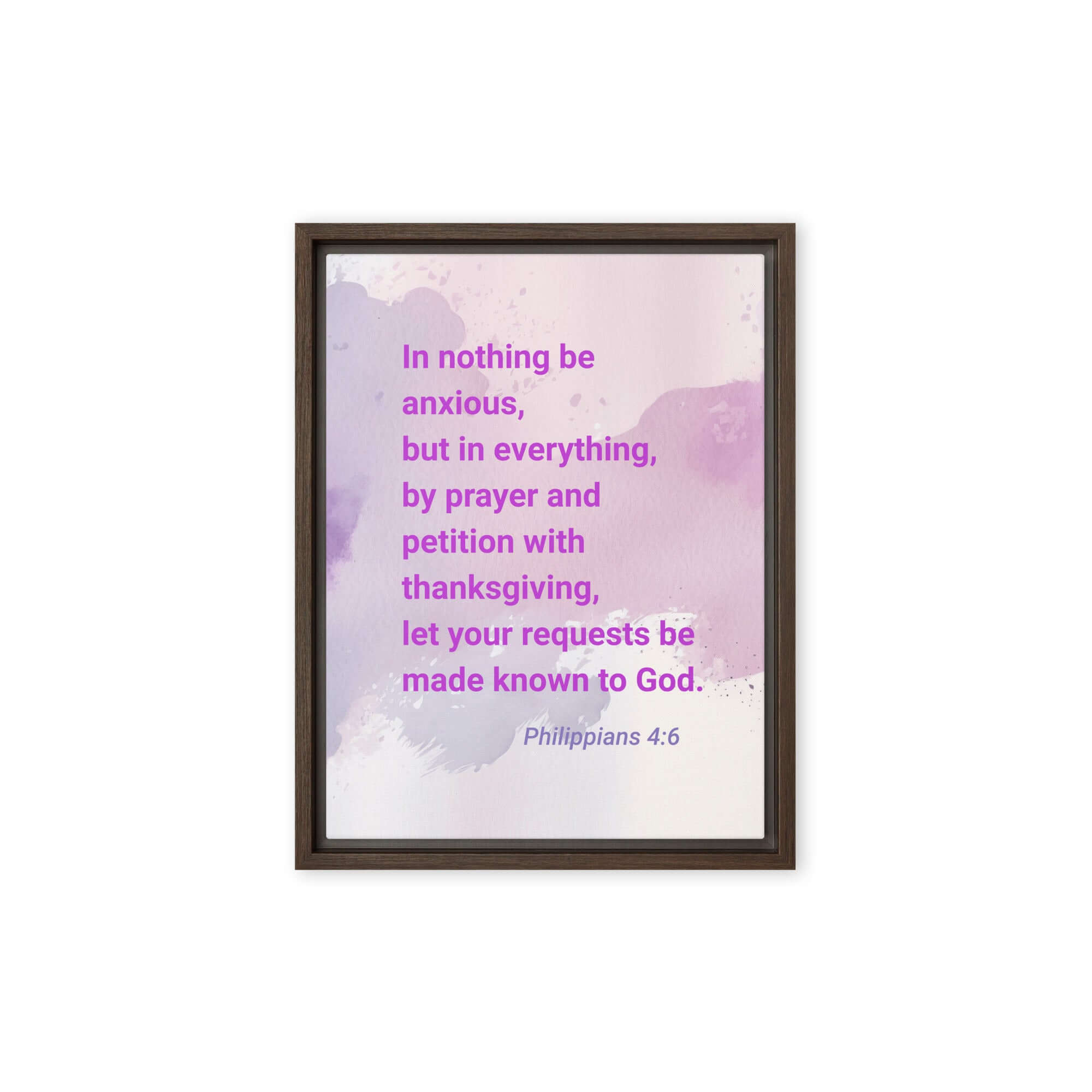 Philippians 4:6 Bible Verse, Prayer and Petition Framed Canvas Print Wall Art Brown 12″×16″