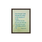 Psalm 23:4 Bible Verse, fear no evil Framed Canvas Print Wall Art Brown 12″×16″