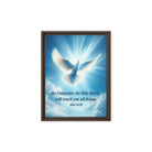 John 14:26 Bible Verse, Holy Spirit Dove Framed Canvas Print Wall Art Brown 12″×16″
