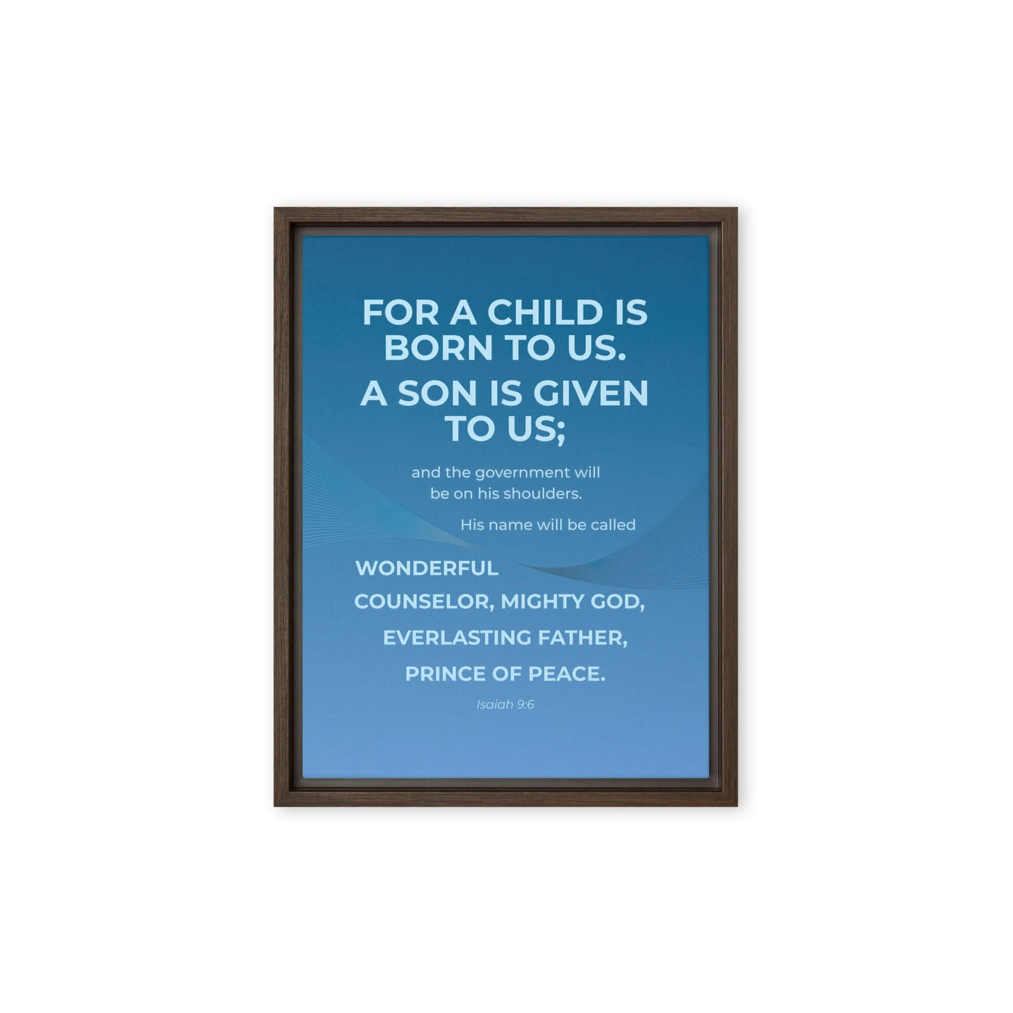 Isaiah 9:6 Bible Verse, Everlasting Father Framed Canvas Print Wall Art Brown 12″×16″