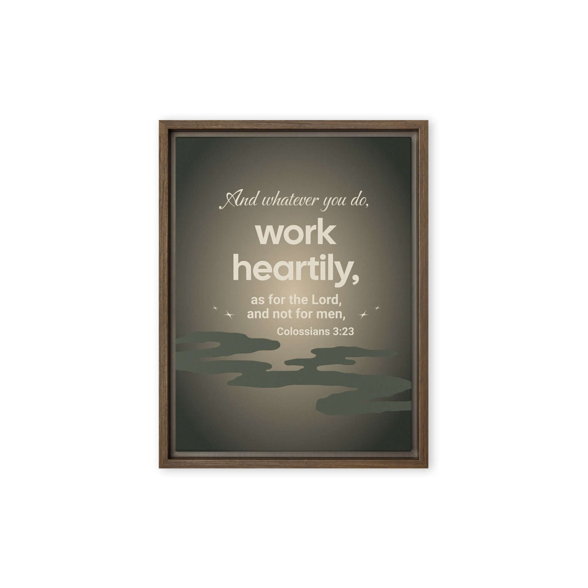 Colossians 3:23 Bible Verse, as for the Lord Framed Canvas Print Wall Art Brown 12″×16″