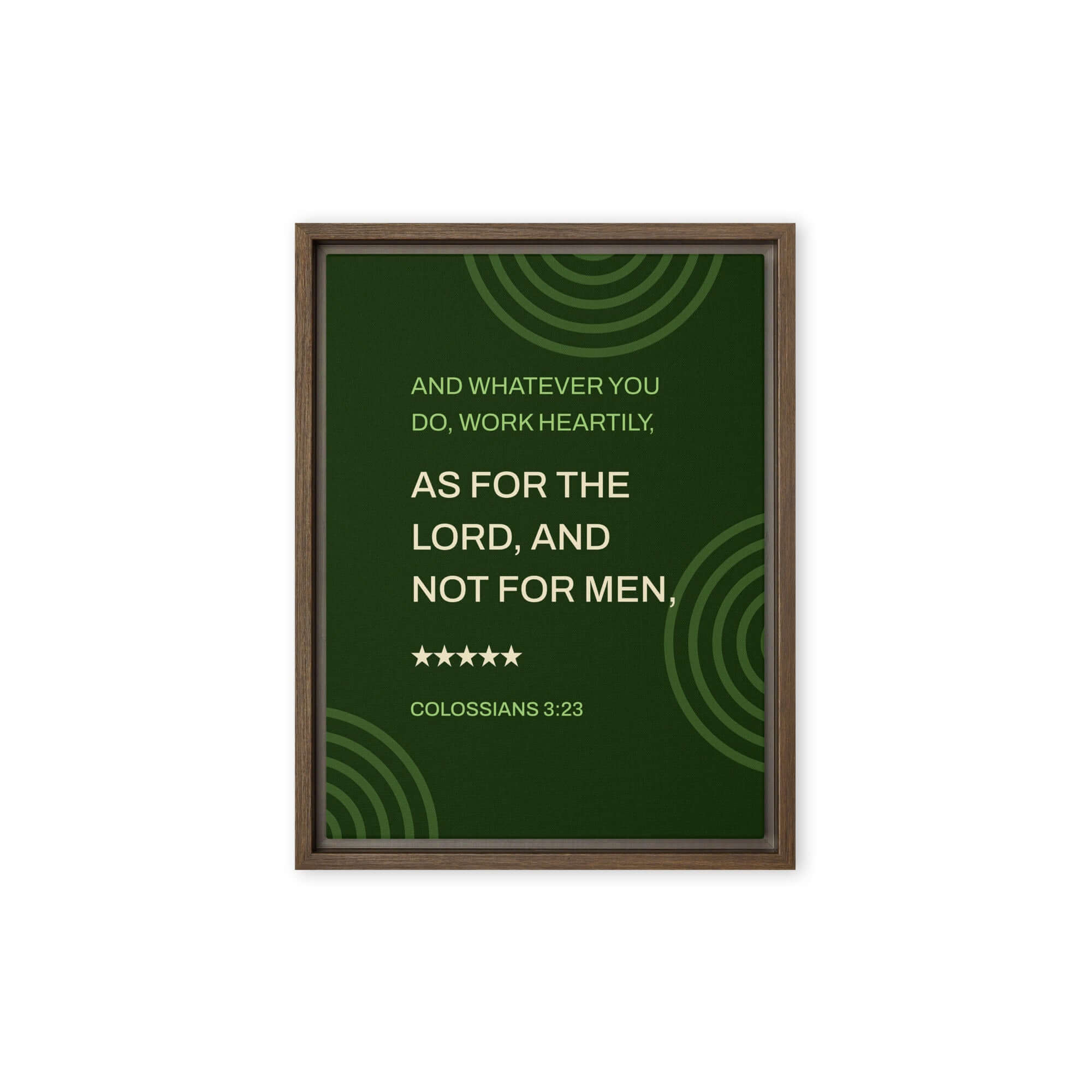 Colossians 3:23 Bible Verse, not for men Framed Canvas Print Wall Art Brown 12″×16″