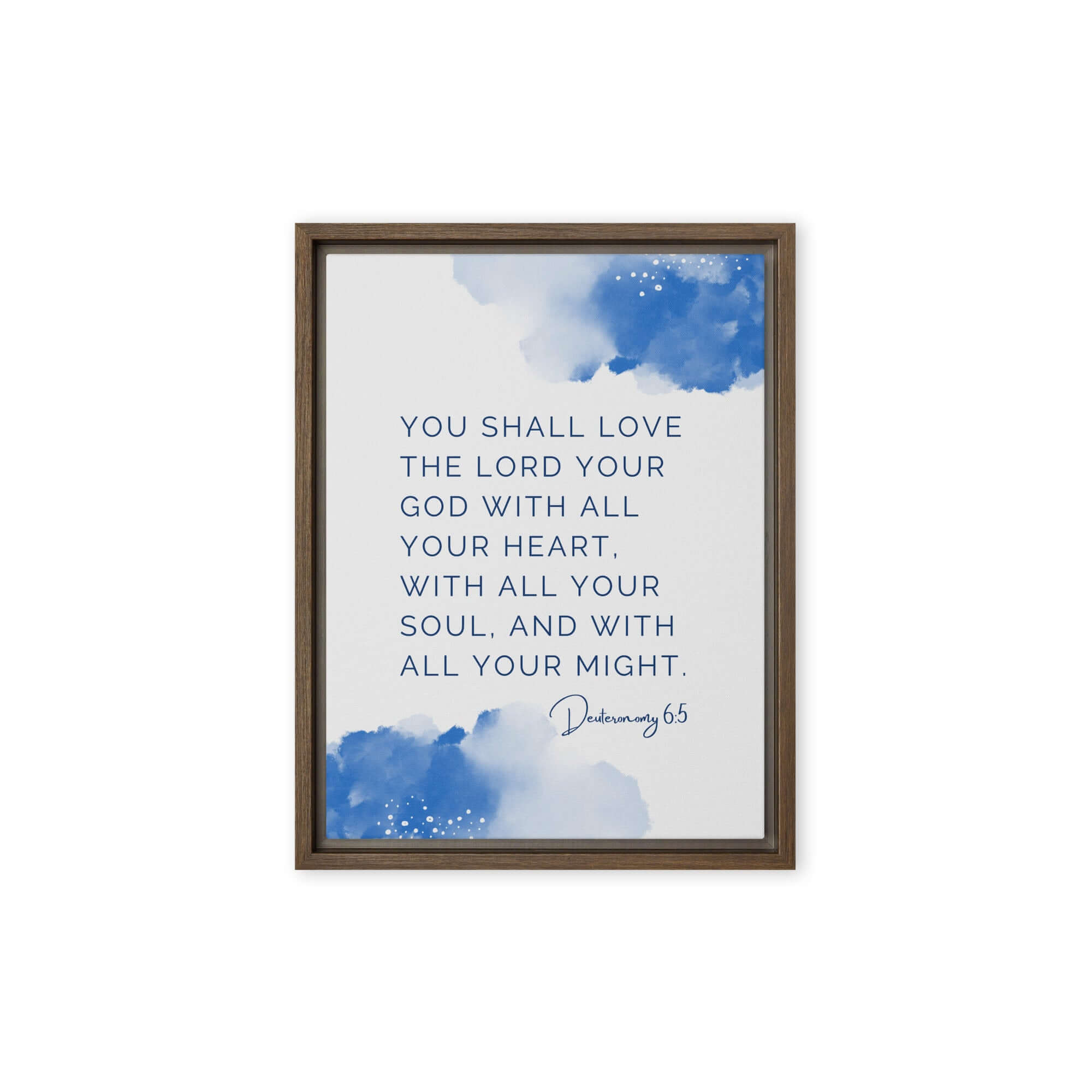Deuteronomy 6:5 Bible Verse, your God Framed Canvas Print Wall Art Brown 12″×16″