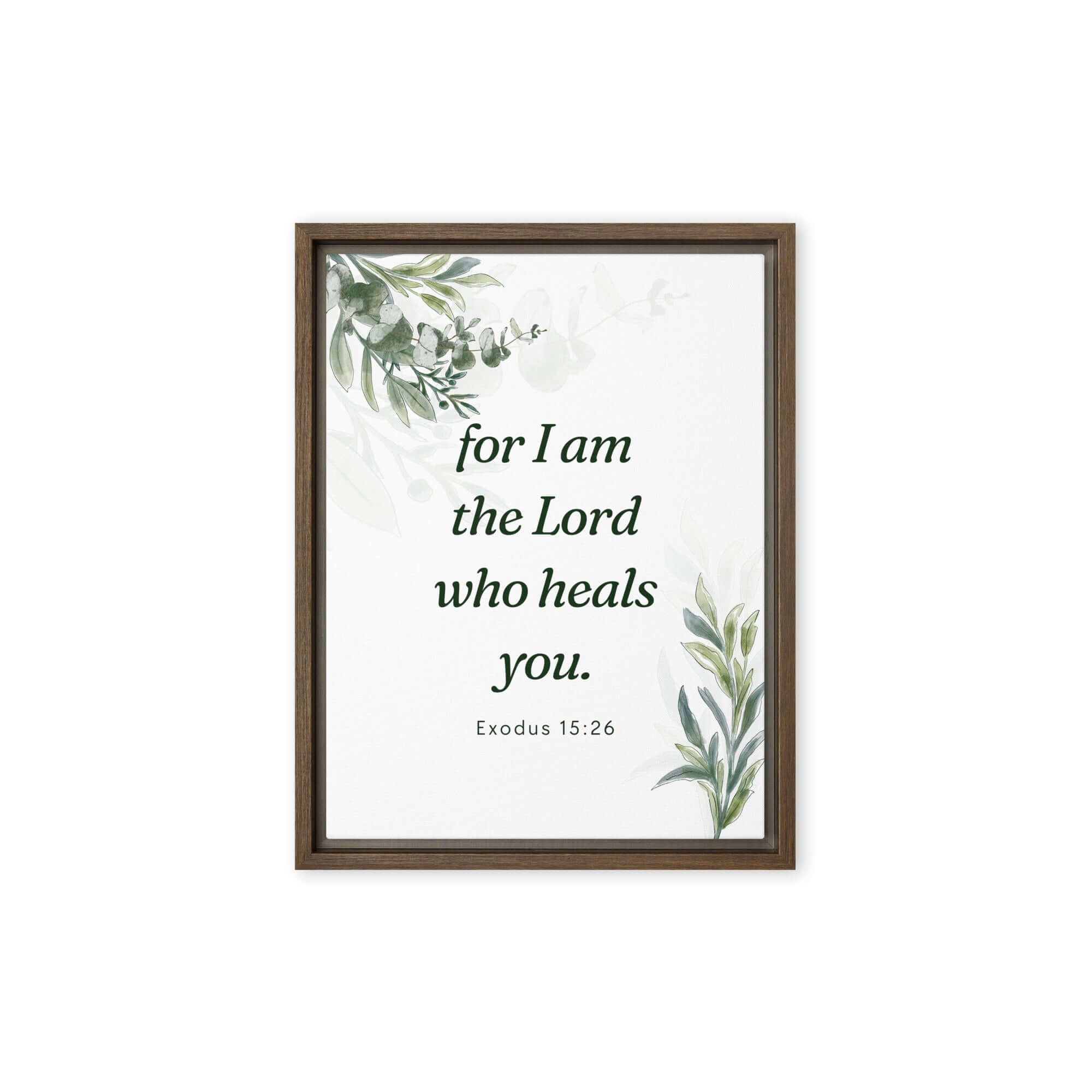 Exodus 15:26 Bible Verse, Gods voice Framed Canvas Print Wall Art Brown 12″×16″