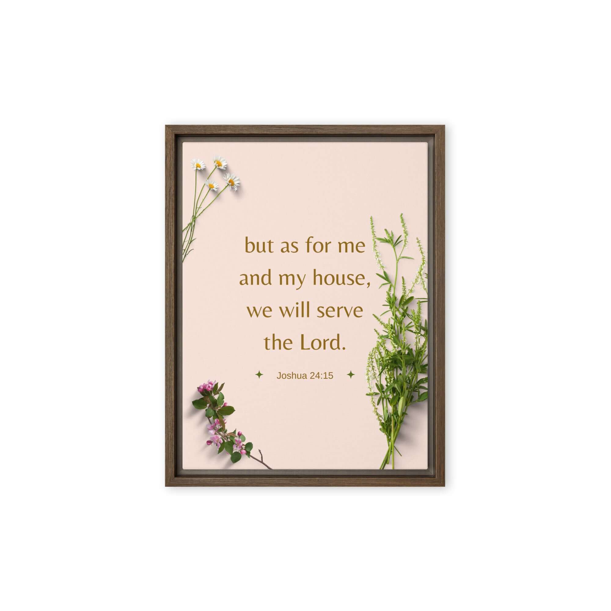 Joshua 24:15 Bible Verse, your fathers Framed Canvas Print Wall Art Brown 12″×16″