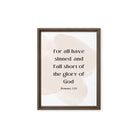 Romans 3:23 Bible Verse, fall short Framed Canvas Print Wall Art Brown 12″×16″