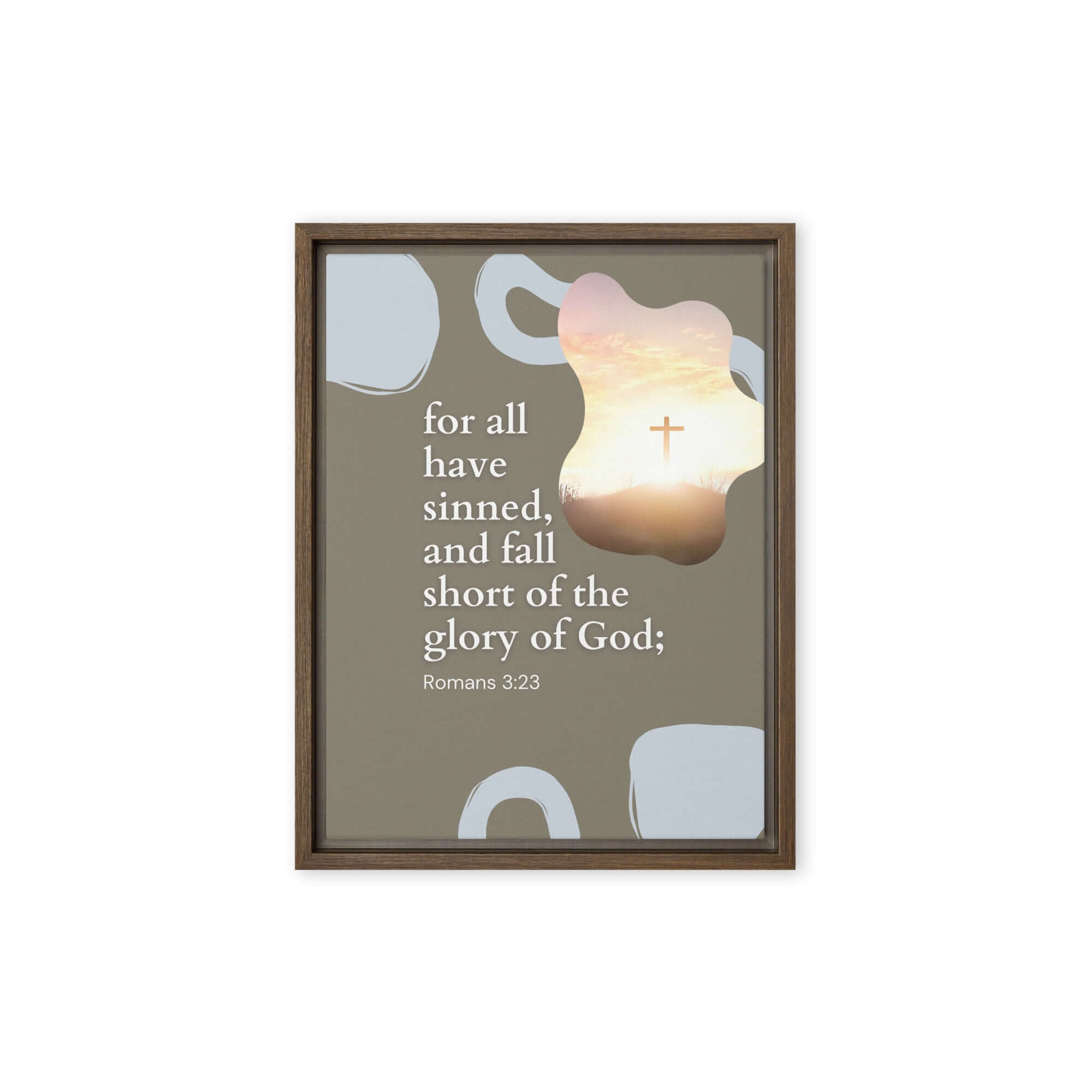 Romans 3:23 Bible Verse, the glory Framed Canvas Print Wall Art Brown 12″×16″