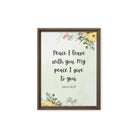 John 14:27 Bible Verse, My peace Framed Canvas Print Wall Art Brown 12″×16″