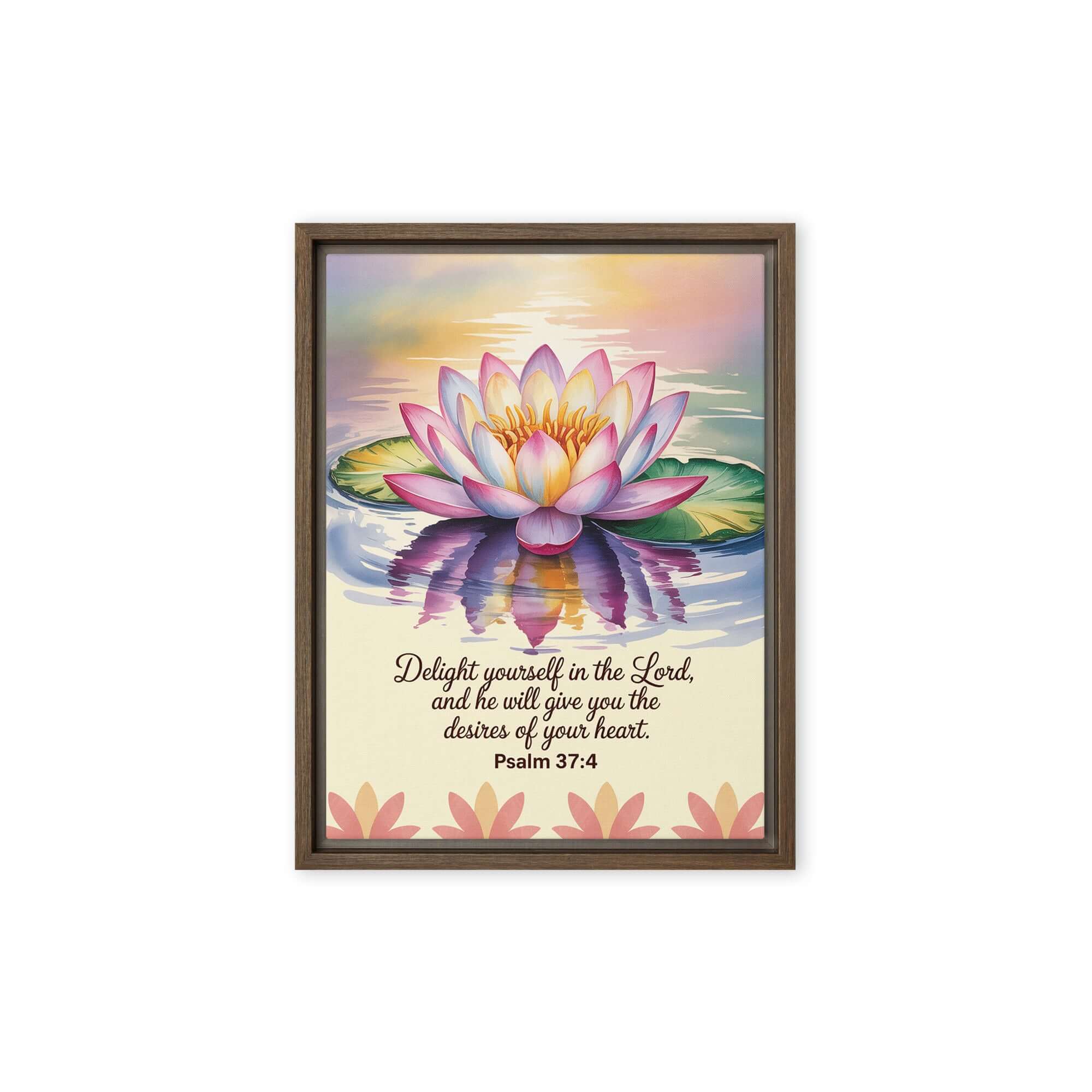 Psalm 37:4 Bible Verse, the Lord Framed Canvas Brown 12″×16″