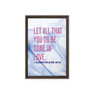 1 Corinthians 16:14 Bible Verse, Do it in Love Framed Canvas Print Wall Art Brown 12″×18″