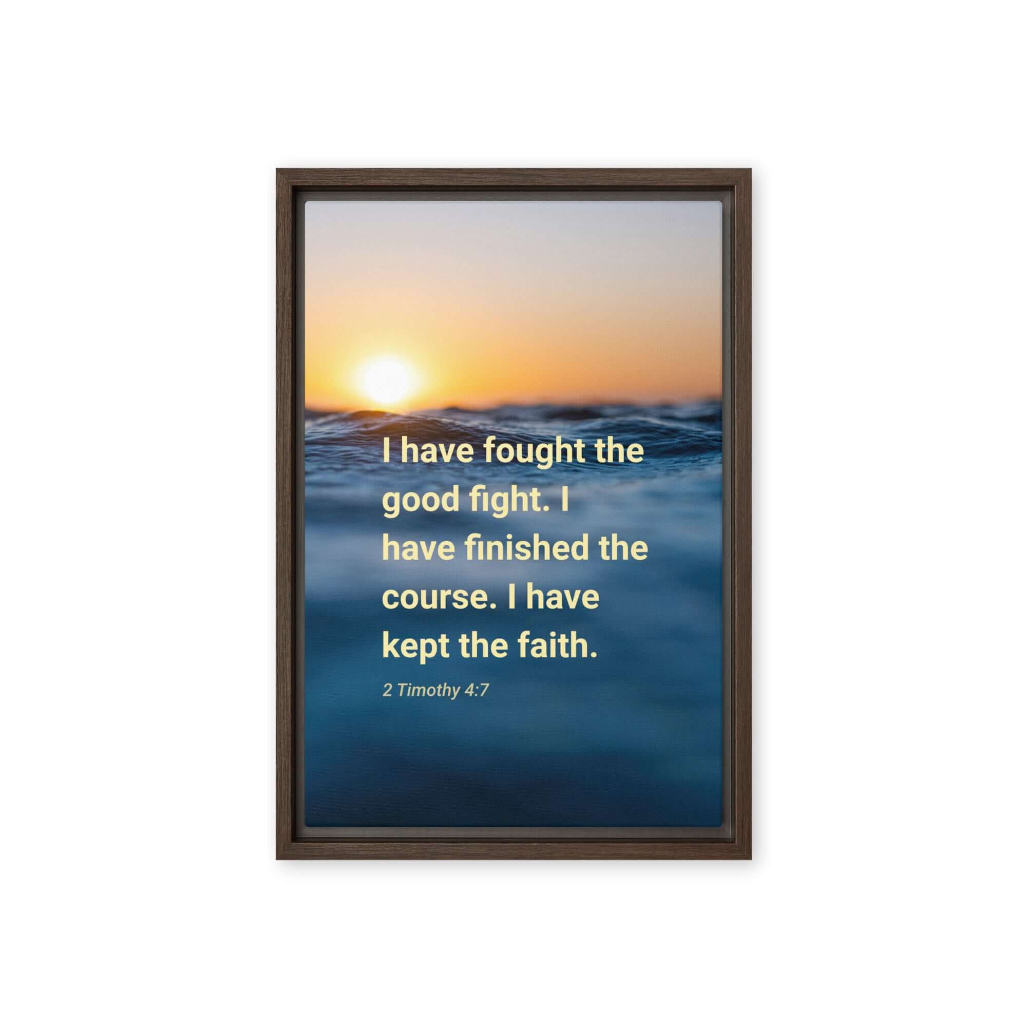 2 Timothy 4:7 Bible Verse, kept the faith Framed Canvas Print Wall Art Brown 12″×18″