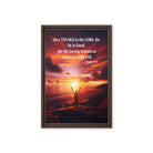 Psalm 107:1 Bible Verse, Give Thanks to the Lord Framed Canvas Print Wall Art Brown 12″×18″