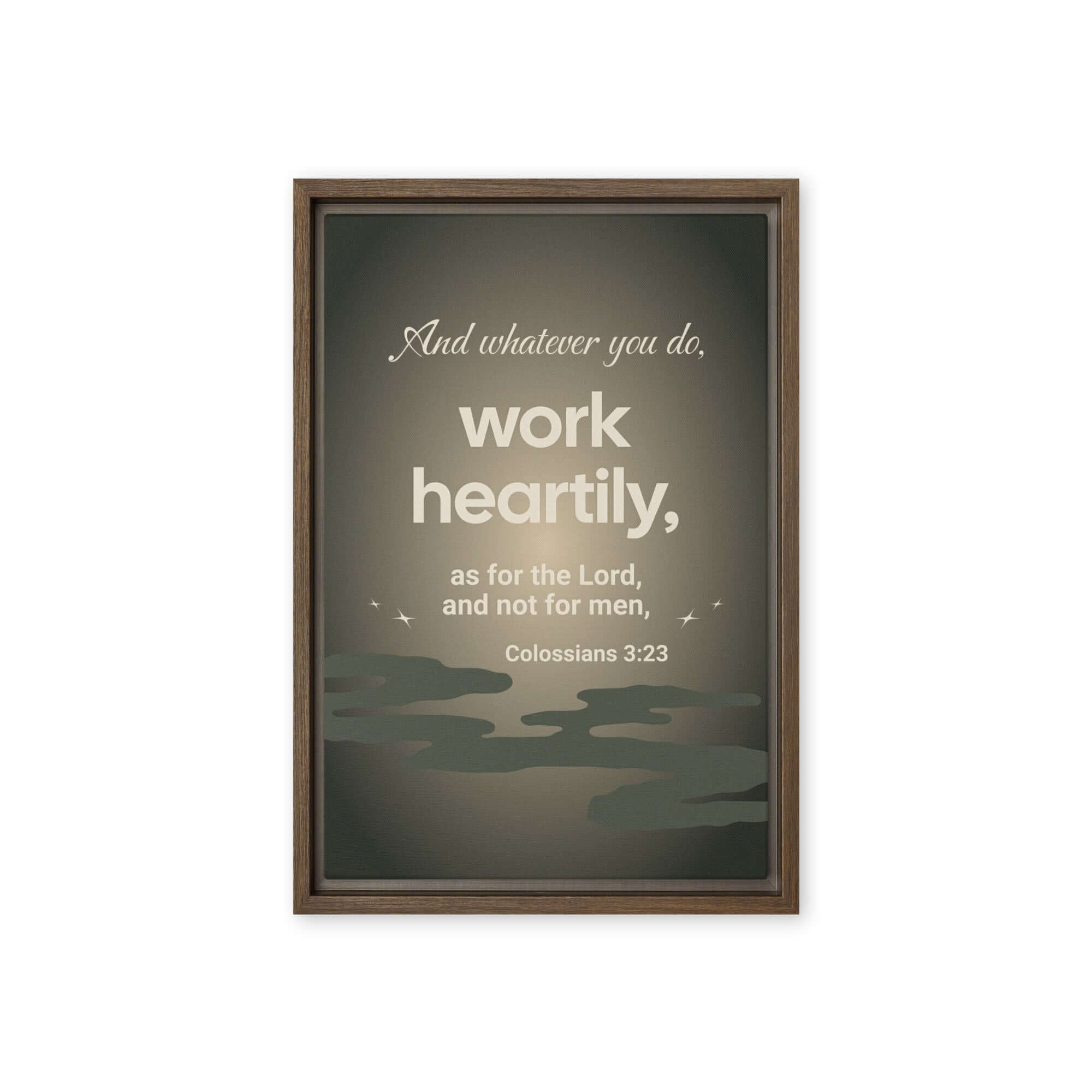 Colossians 3:23 Bible Verse, as for the Lord Framed Canvas Print Wall Art Brown 12″×18″
