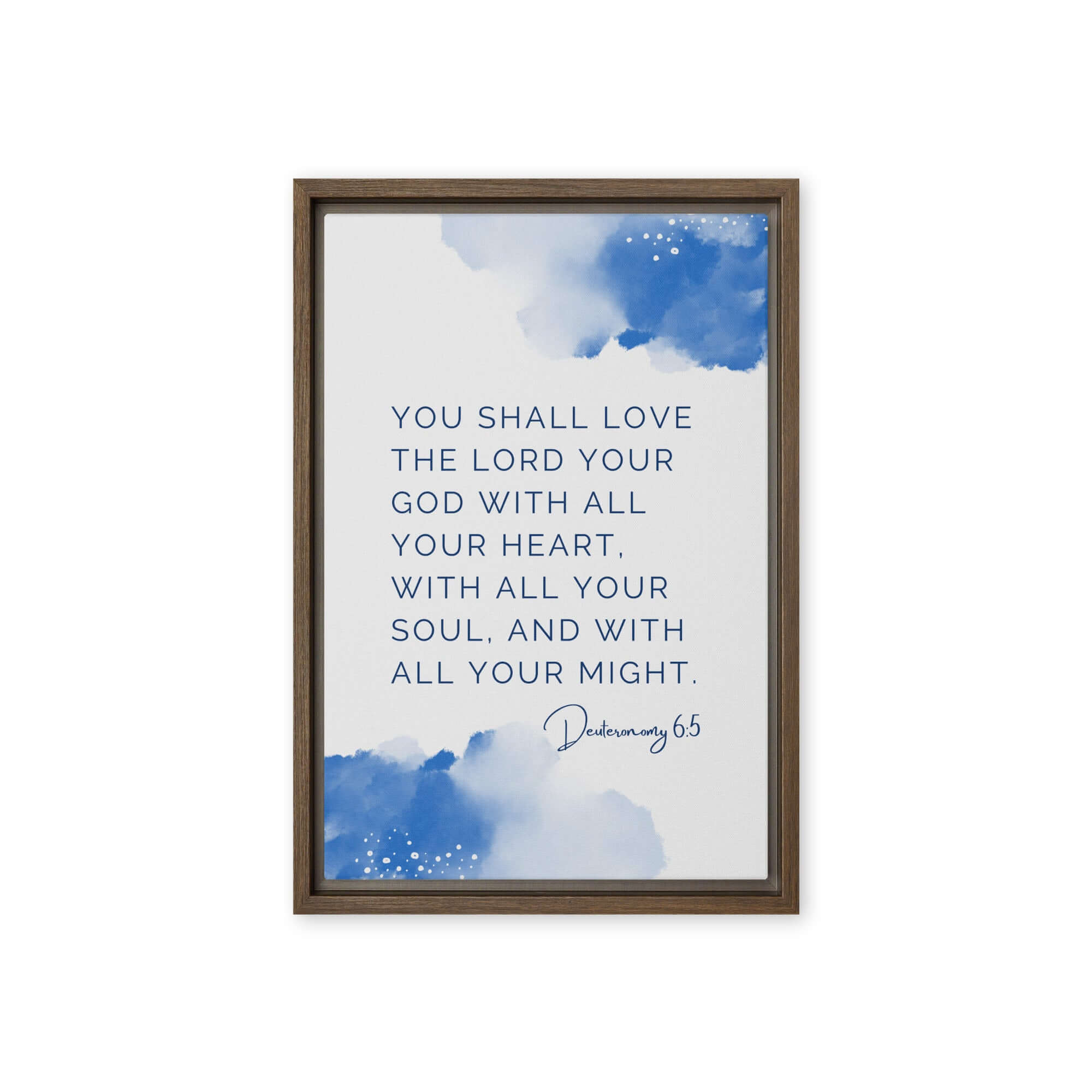 Deuteronomy 6:5 Bible Verse, your God Framed Canvas Print Wall Art Brown 12″×18″