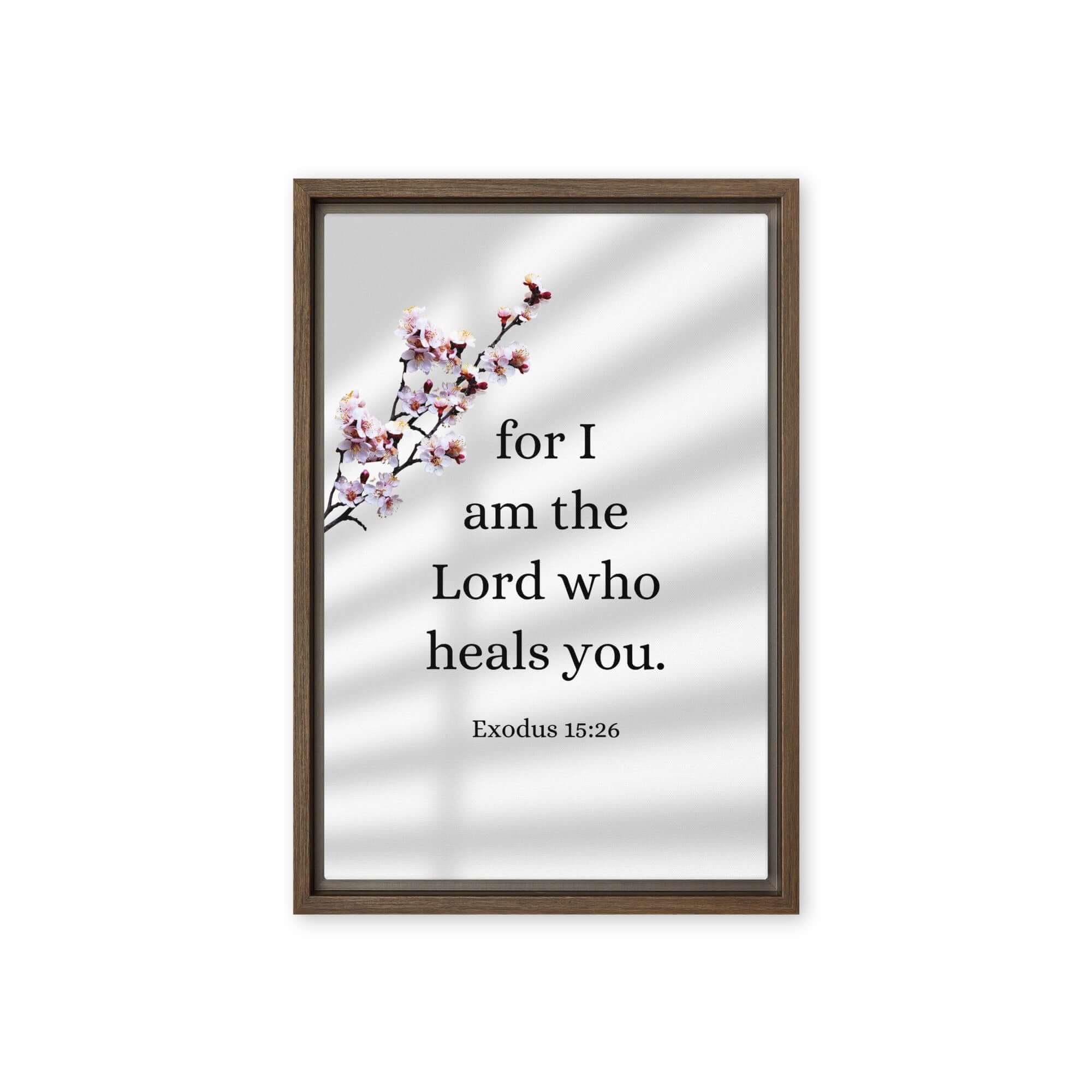 Exodus 15:26 Bible Verse, diligently listen Framed Canvas Print Wall Art Brown 12″×18″