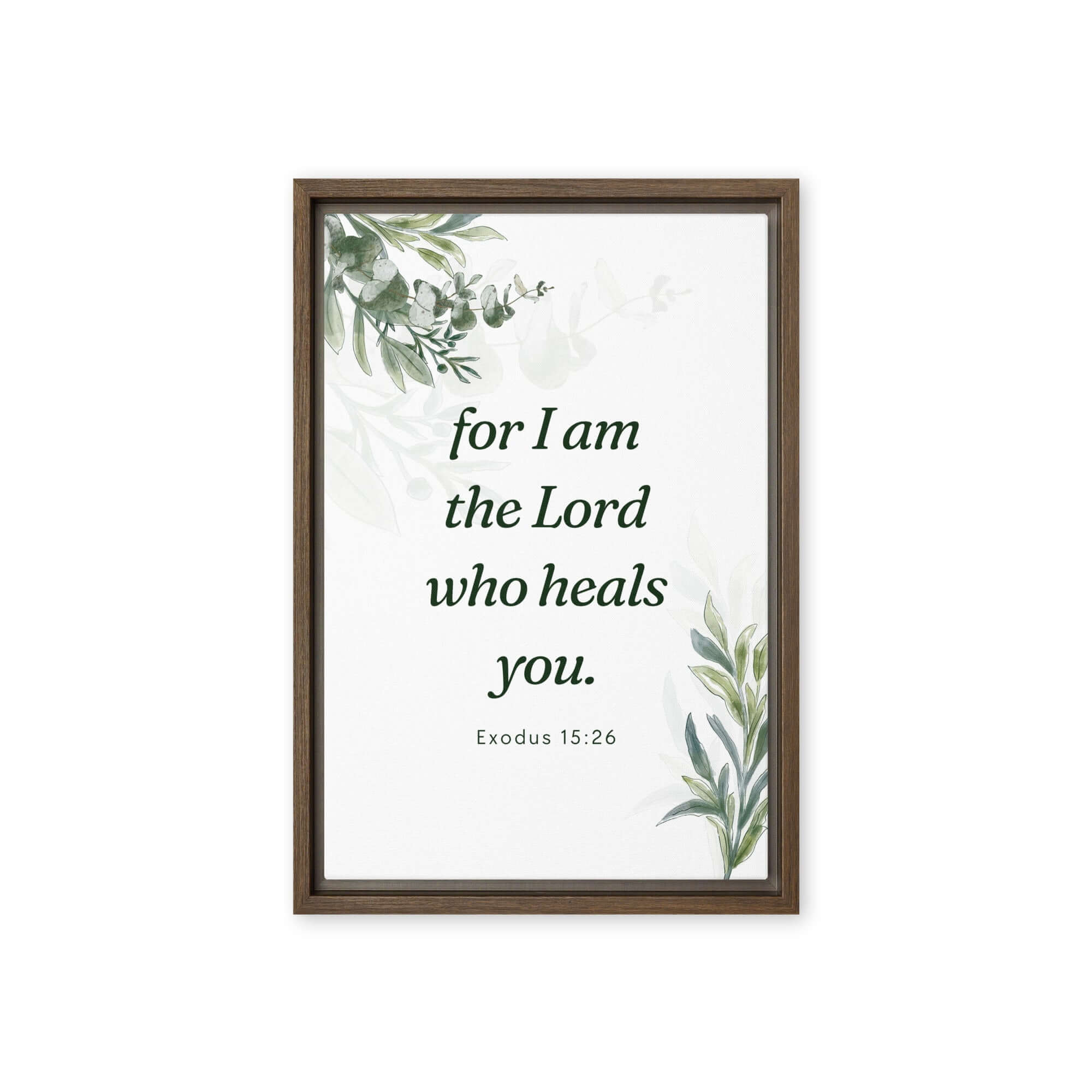 Exodus 15:26 Bible Verse, Gods voice Framed Canvas Print Wall Art Brown 12″×18″