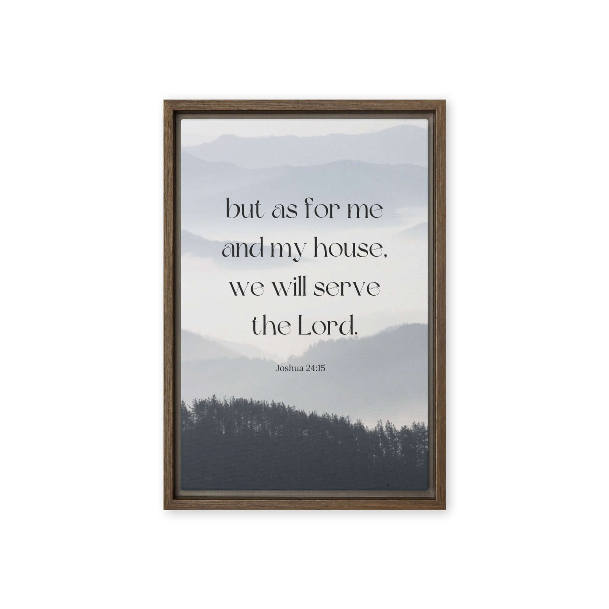 Joshua 24:15 Bible Verse, whom you Framed Canvas Print Wall Art Brown 12″×18″