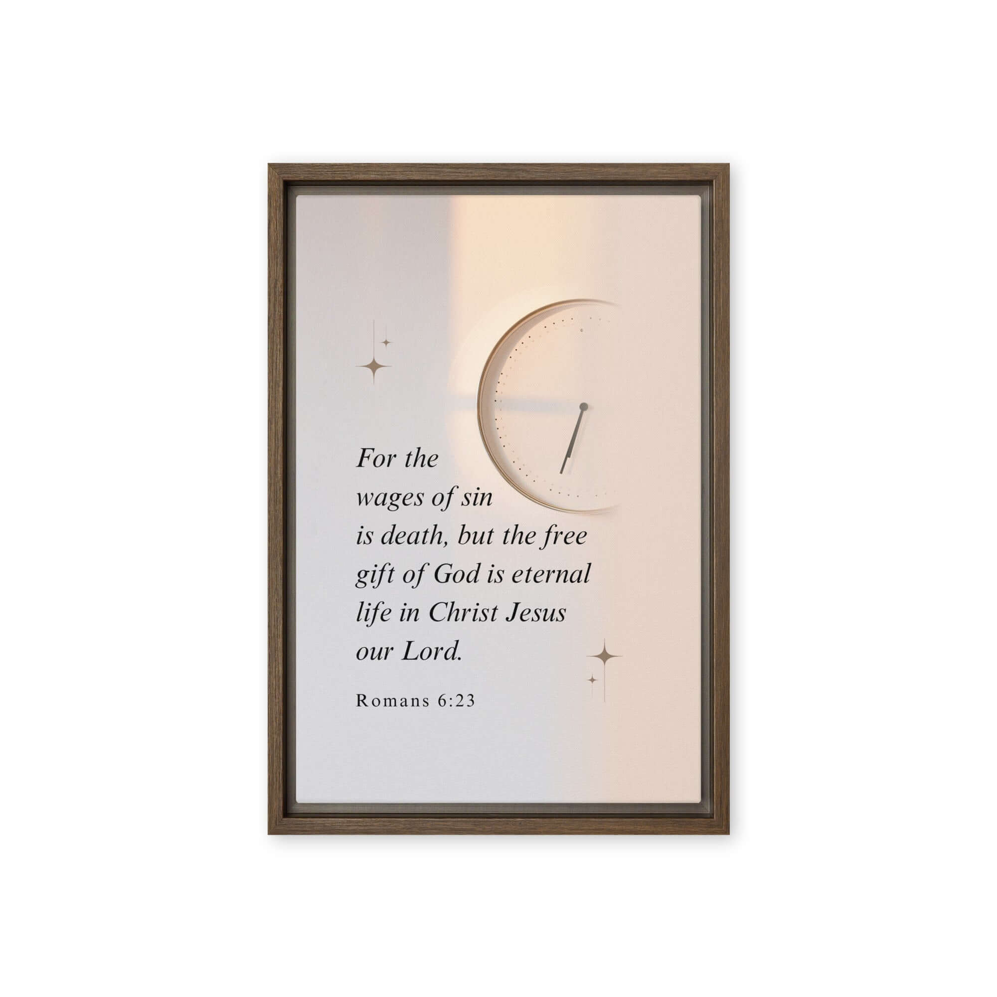 Romans 6:23 Bible Verse, our Lord Framed Canvas Print Wall Art Brown 12″×18″