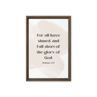 Romans 3:23 Bible Verse, fall short Framed Canvas Print Wall Art Brown 12″×18″